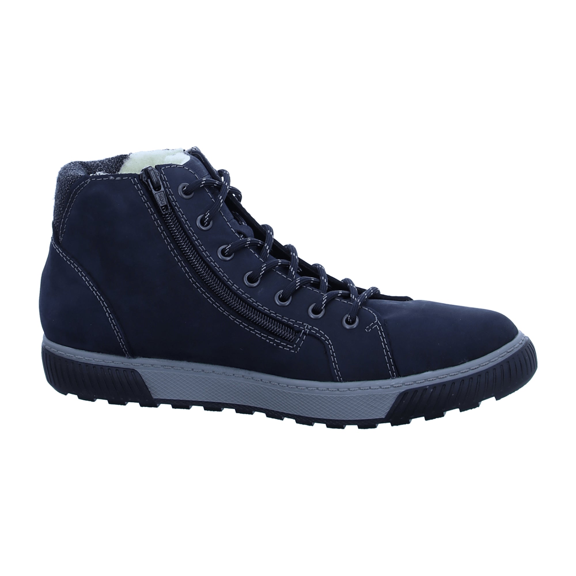 Rieker Men's Blue Comfortable Boots with Warm Lining and Lace-Up Closure