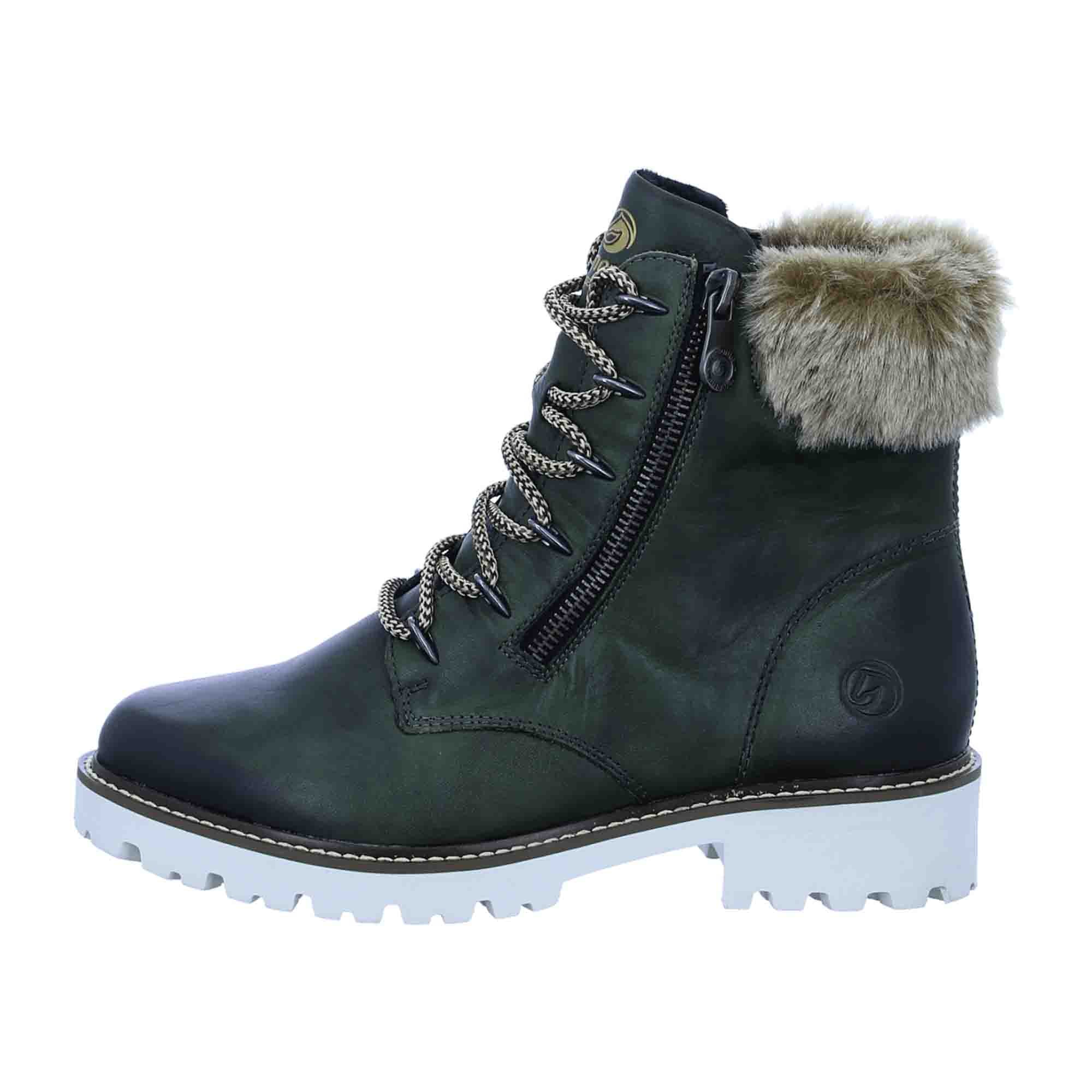 Remonte Women's Green Lace-Up Ankle Boots for Fall Winter