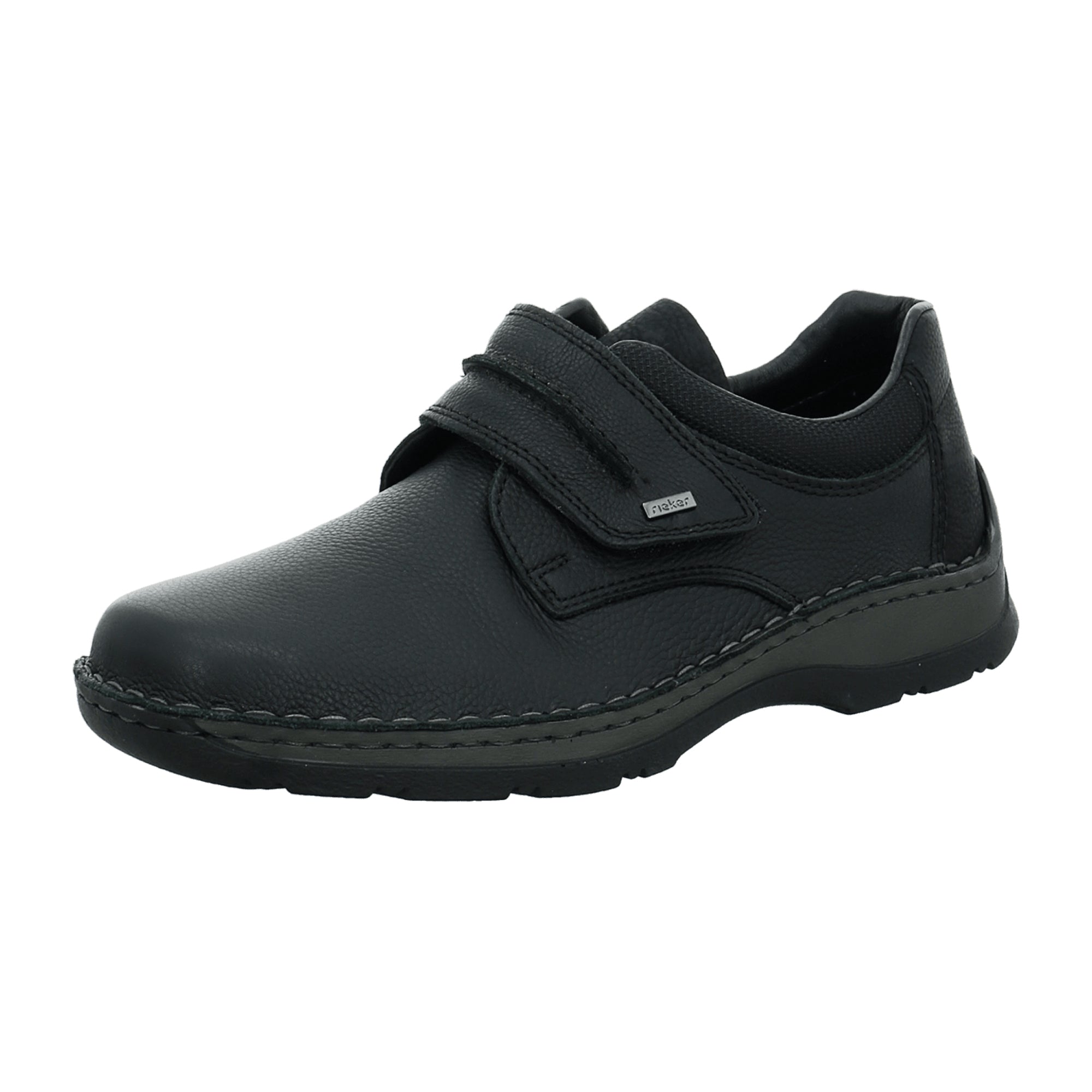 Rieker Men's Extra Wide Black Slip-On Shoes with Velcro Closure and Comfort Sole