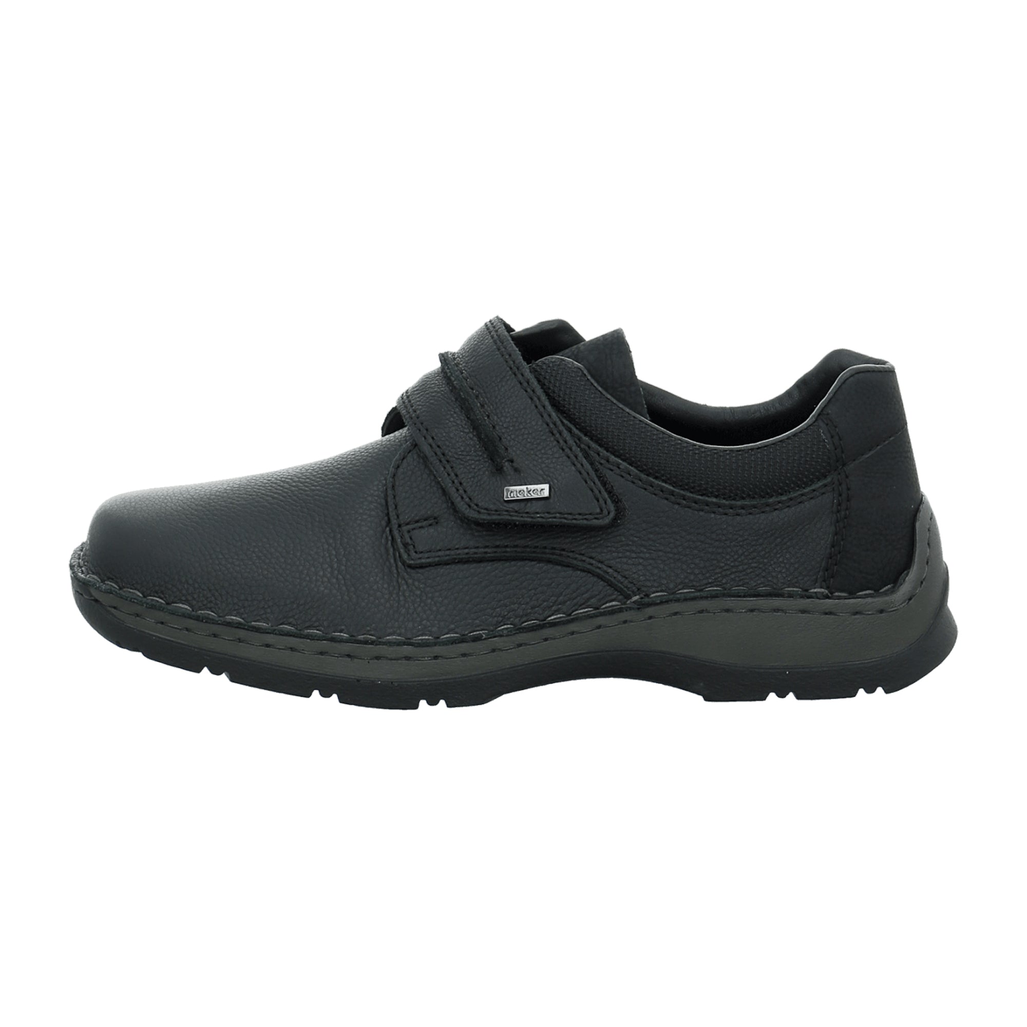 Rieker Men's Extra Wide Black Slip-On Shoes with Velcro Closure and Comfort Sole
