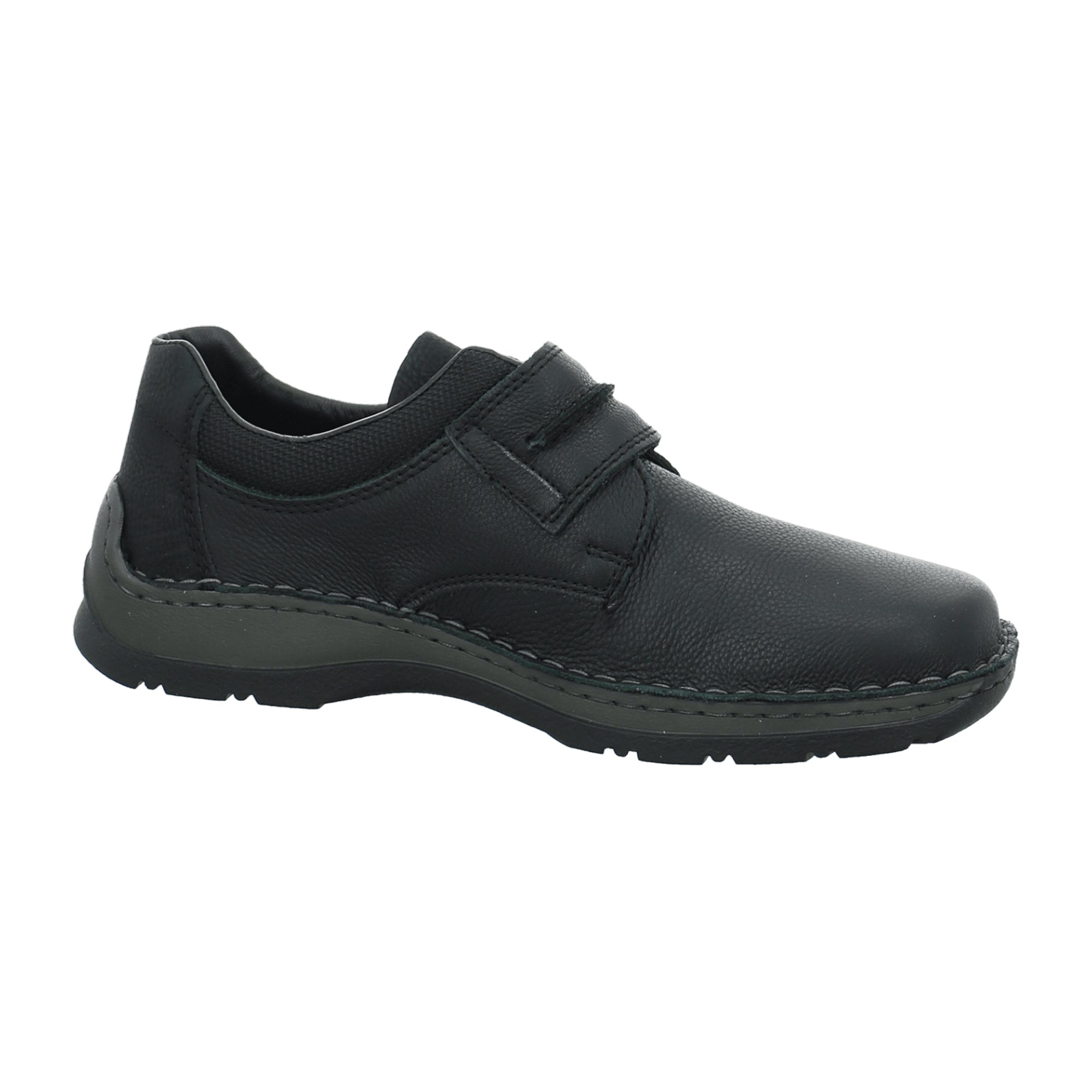 Rieker Men's Extra Wide Black Slip-On Shoes with Velcro Closure and Comfort Sole