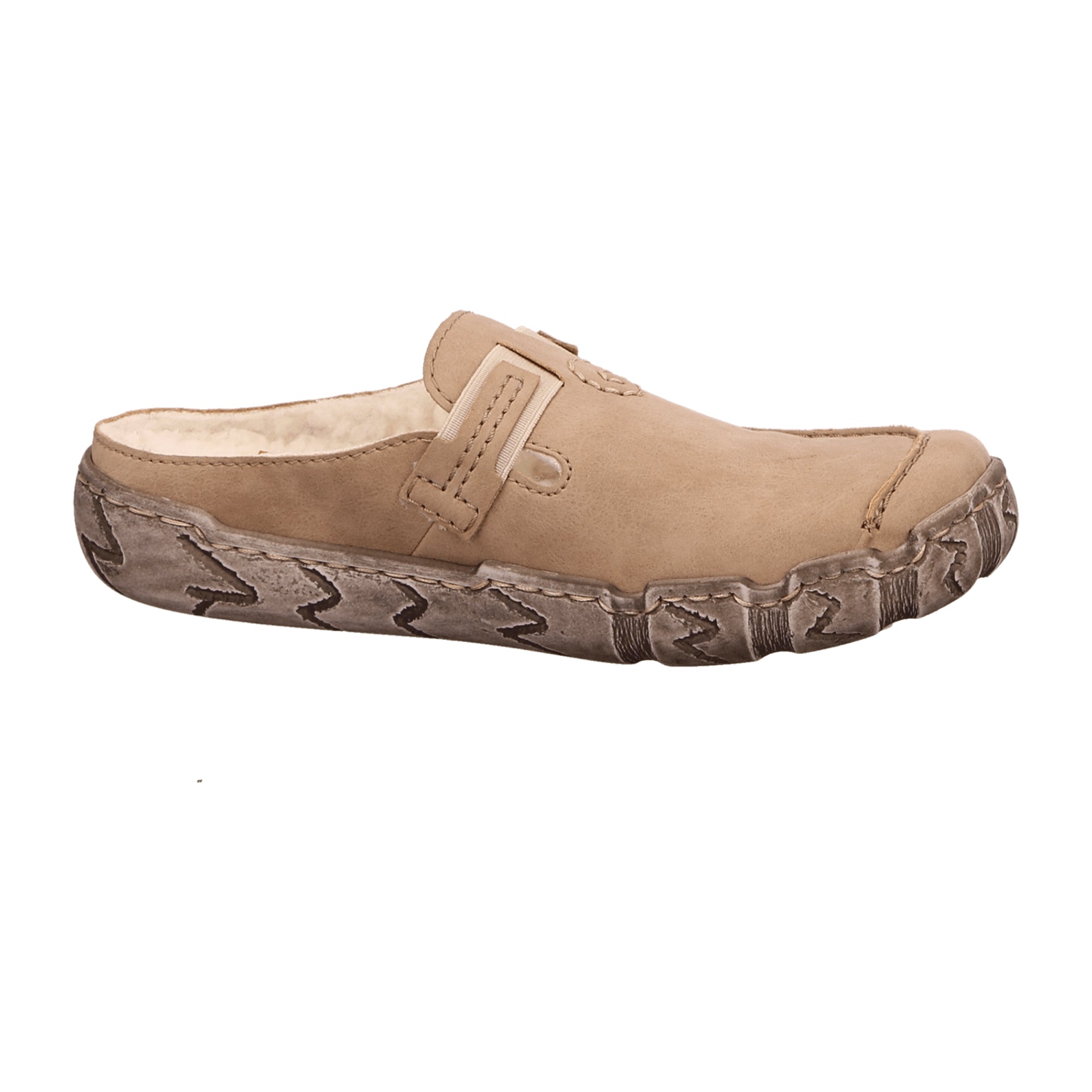 Rieker Beige Women's Slip-On Shoes with Wedge Heel and Warm Lining