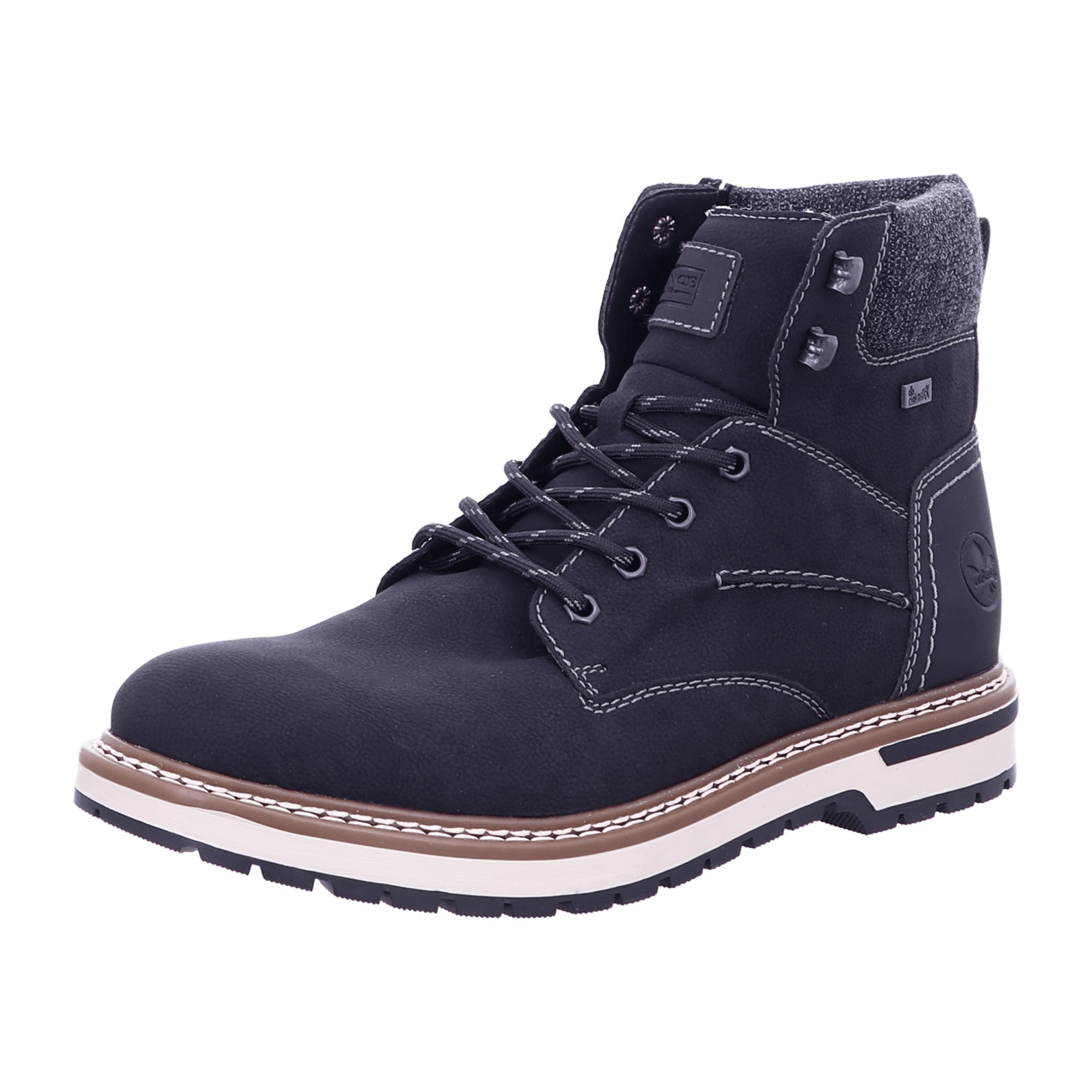 Rieker Men's Black Tex Boots with Warm Wool Lining and Rubber Sole