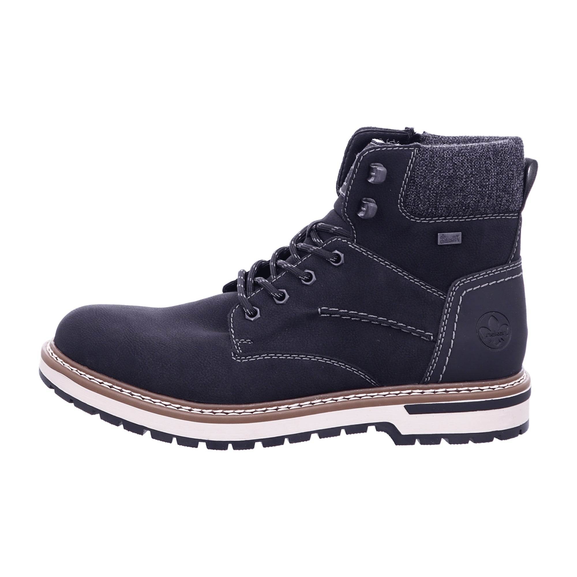 Rieker Men's Black Tex Boots with Warm Wool Lining and Rubber Sole