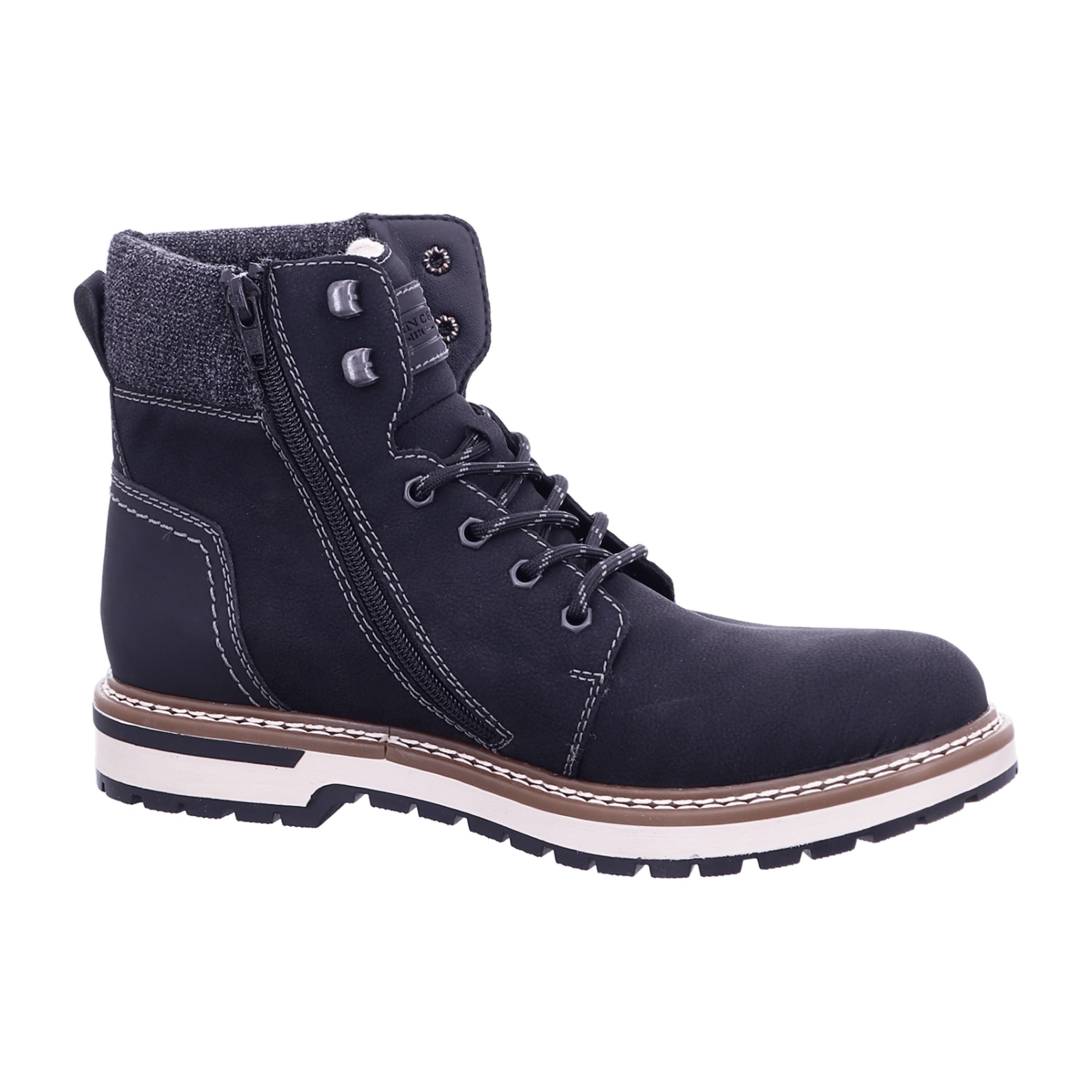 Rieker Men's Black Tex Boots with Warm Wool Lining and Rubber Sole