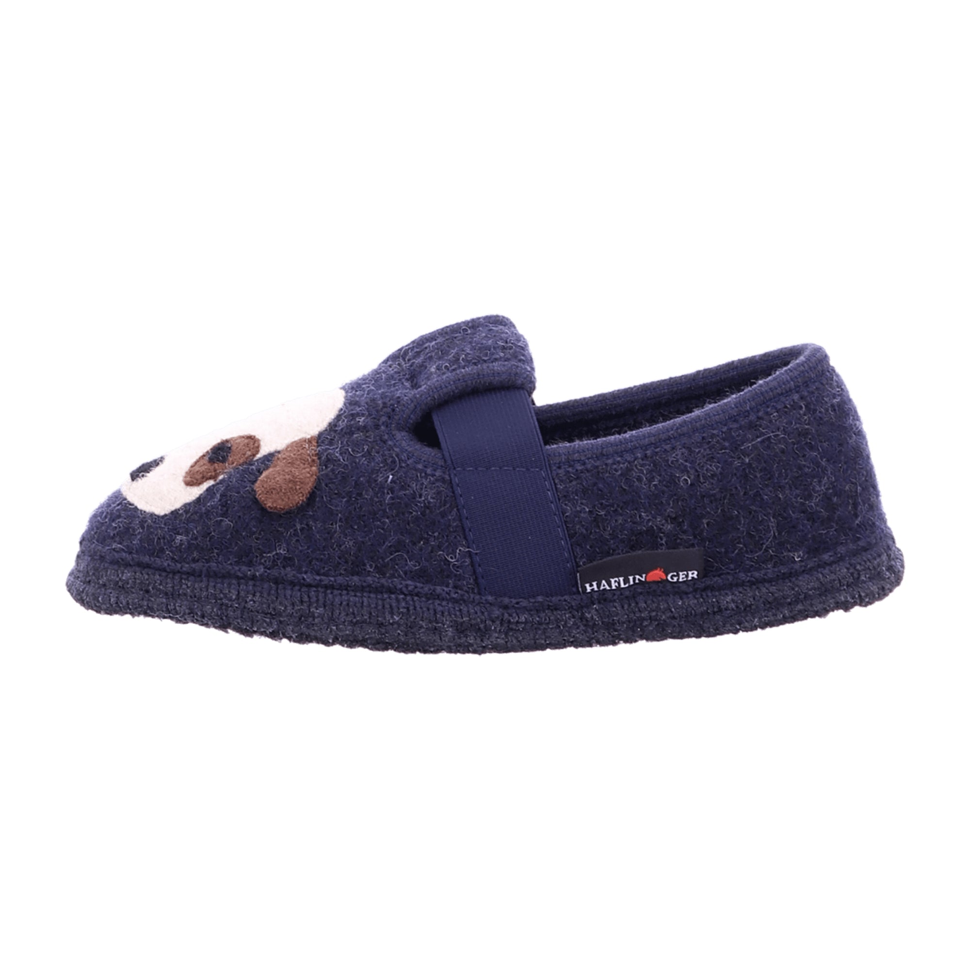 Haflinger Kids' Cozy Wool Slipper Shoes with Embroidered Pets, Captain Blue