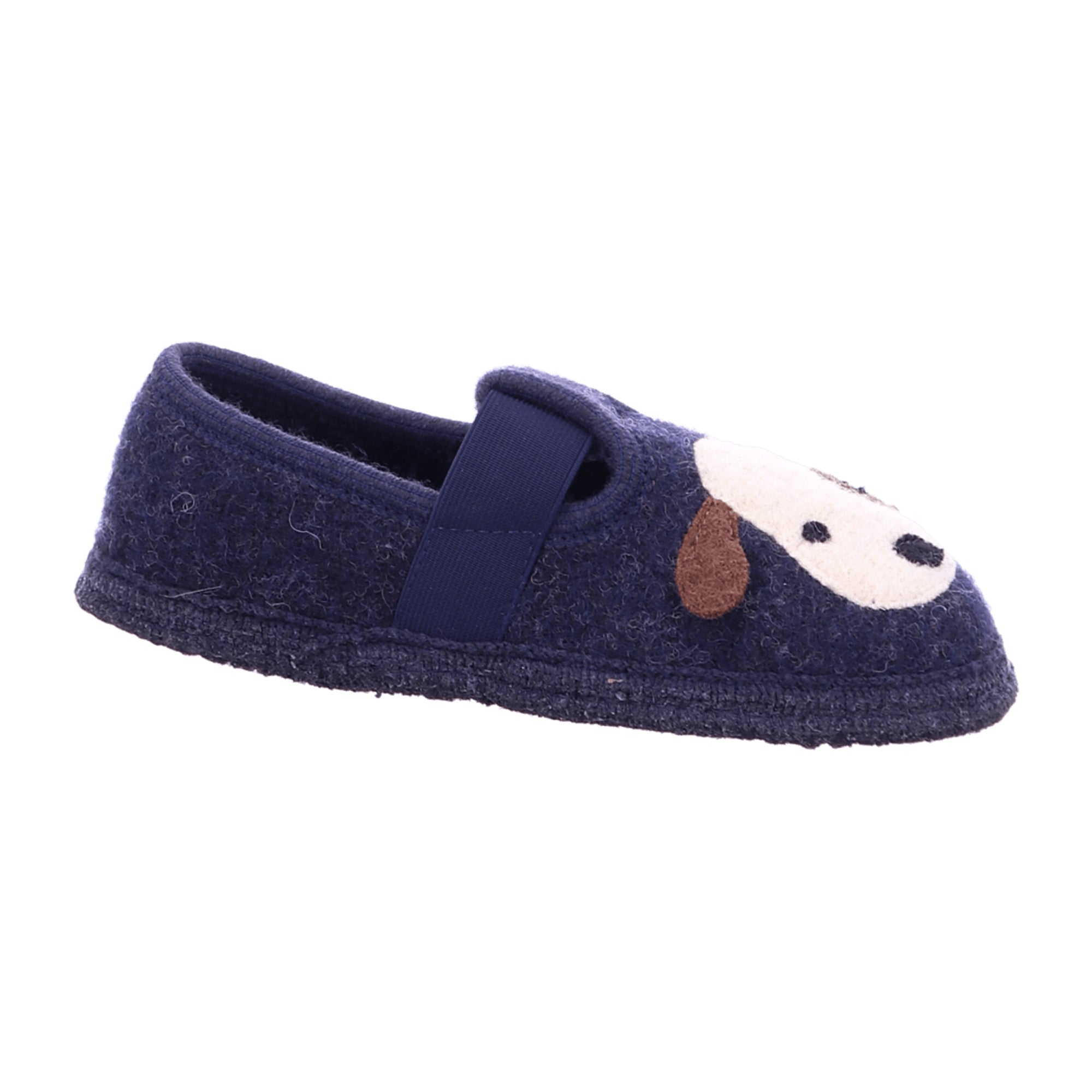 Haflinger Kids' Cozy Wool Slipper Shoes with Embroidered Pets, Captain Blue