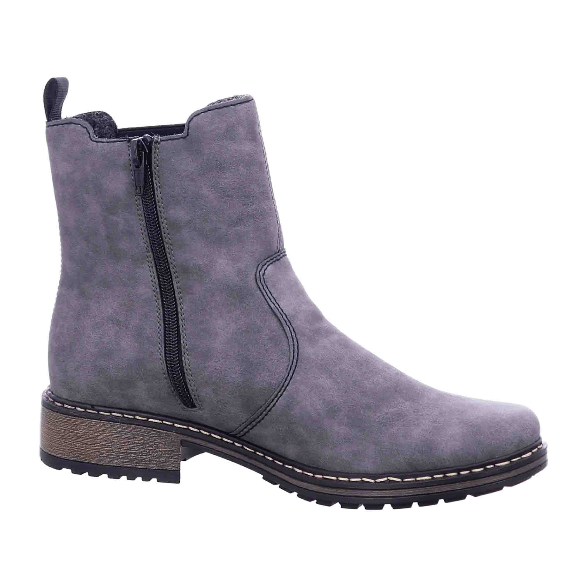 Rieker Grey Chelsea Boots for Women with Velour Lining Mid-Calf Style