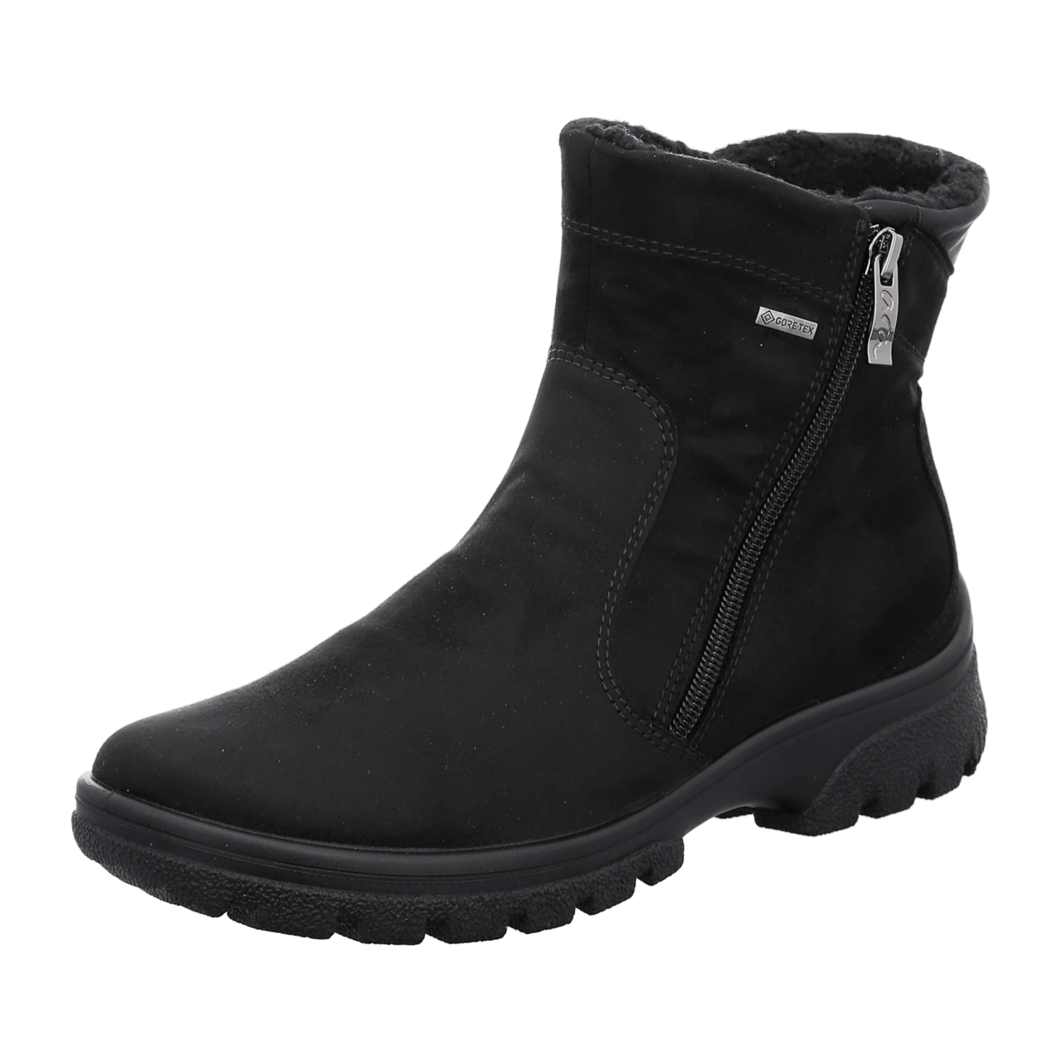 ARA SAAS FEE Women's Winter Boots in Black with Zipper - Warm Lined Textile Boots with Round Toe