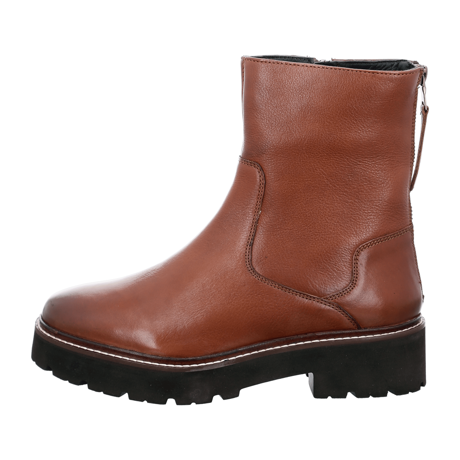 ARA BOLOGNA Women's Leather Winter Boots in Brown with Zipper and Round Toe