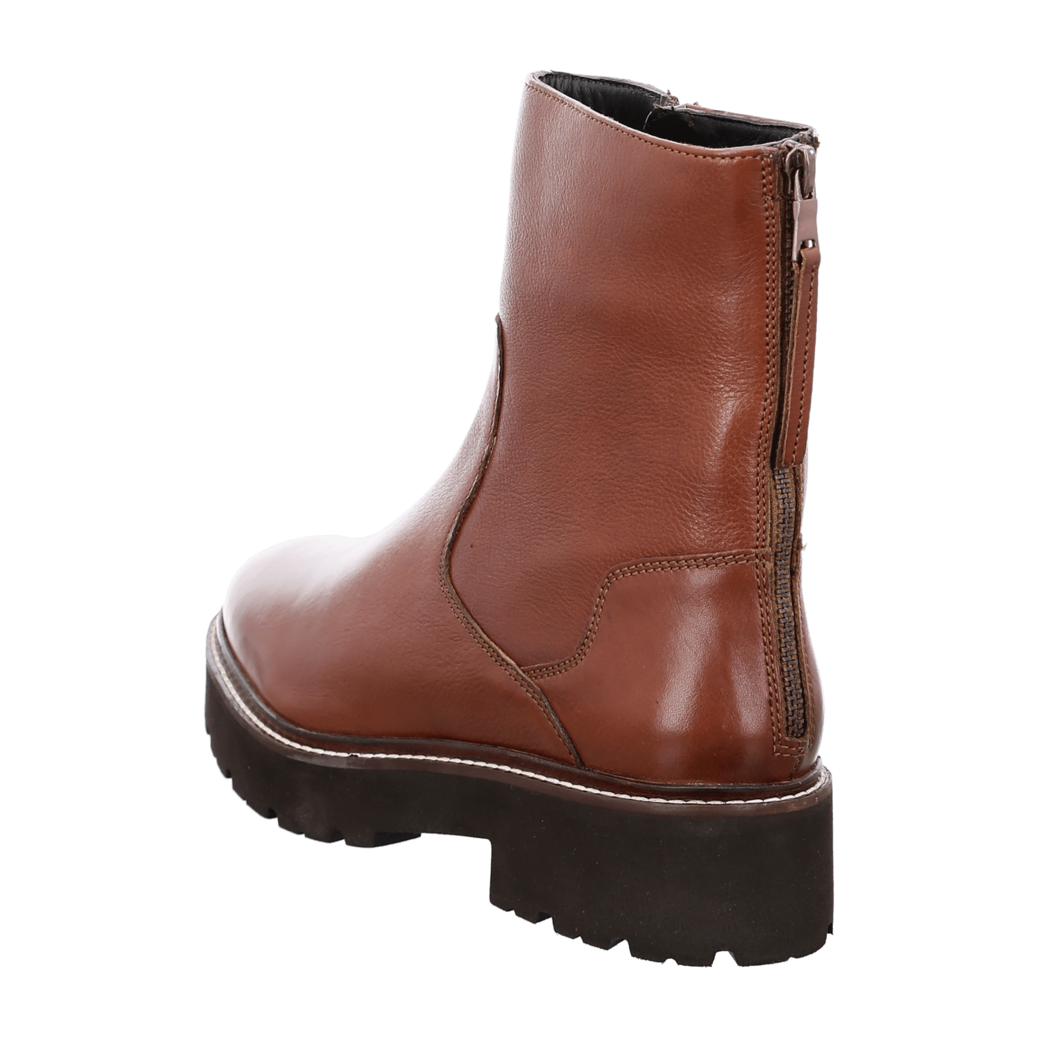 ARA BOLOGNA Women's Leather Winter Boots in Brown with Zipper and Round Toe