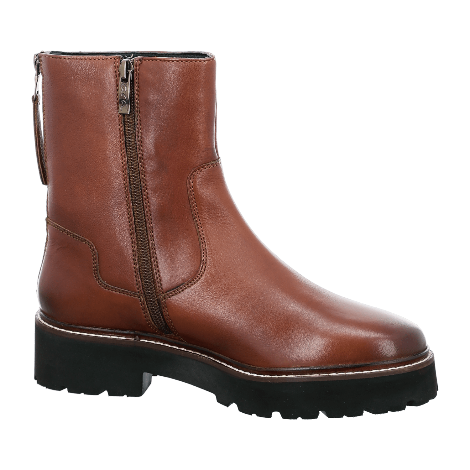 ARA BOLOGNA Women's Leather Winter Boots in Brown with Zipper and Round Toe