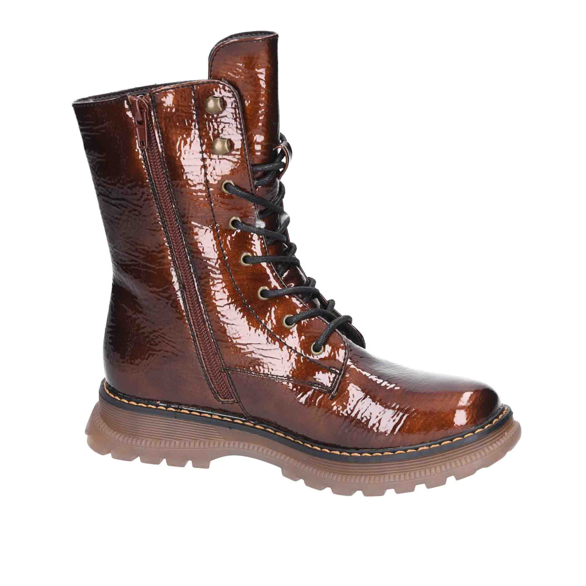 Rieker Women's Brown Lace-Up Boots with Warm Lining and Waterproof Tex Membrane