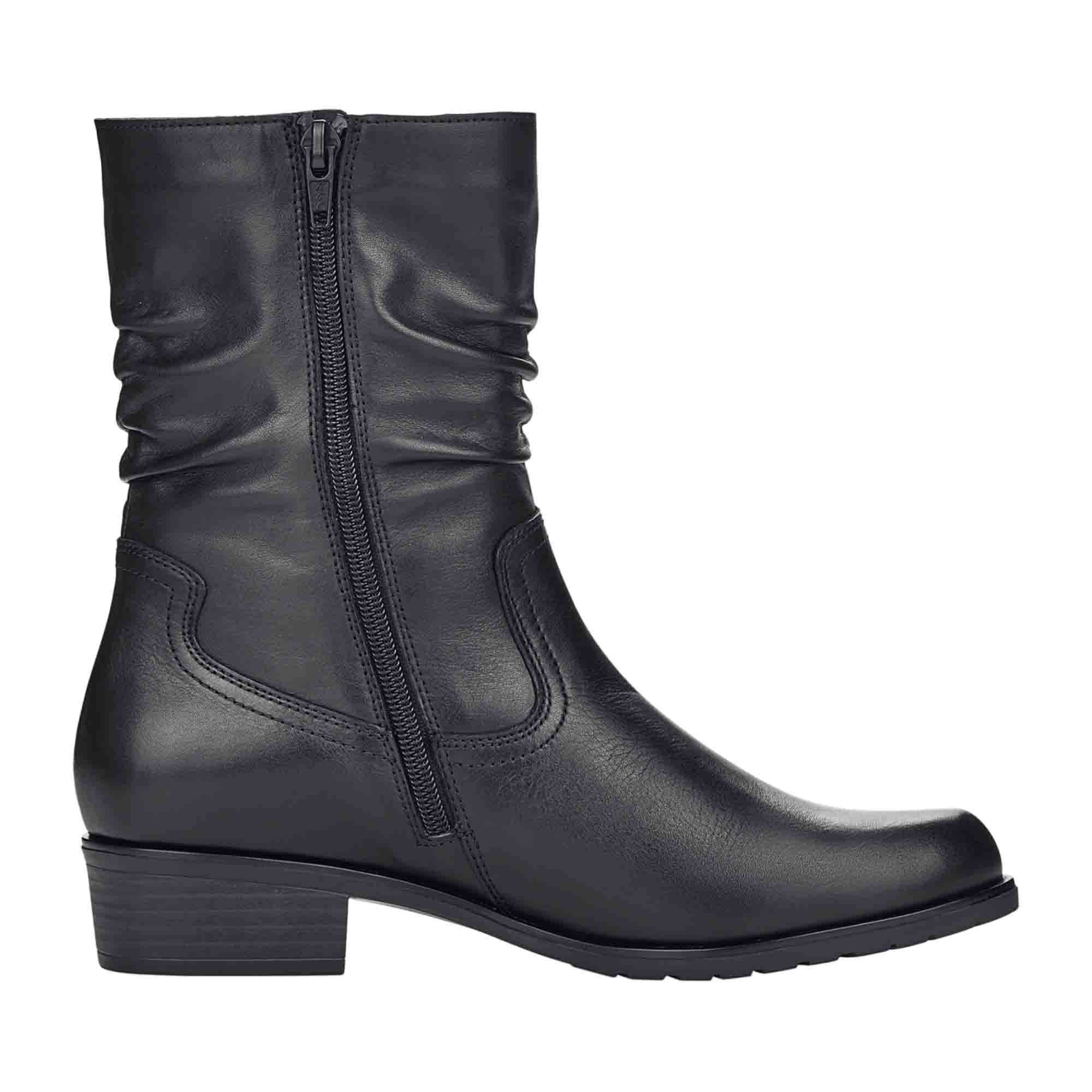 Remonte Dorndorf Ladies Black Leather Boots with Velvet Lining and Zip Closure