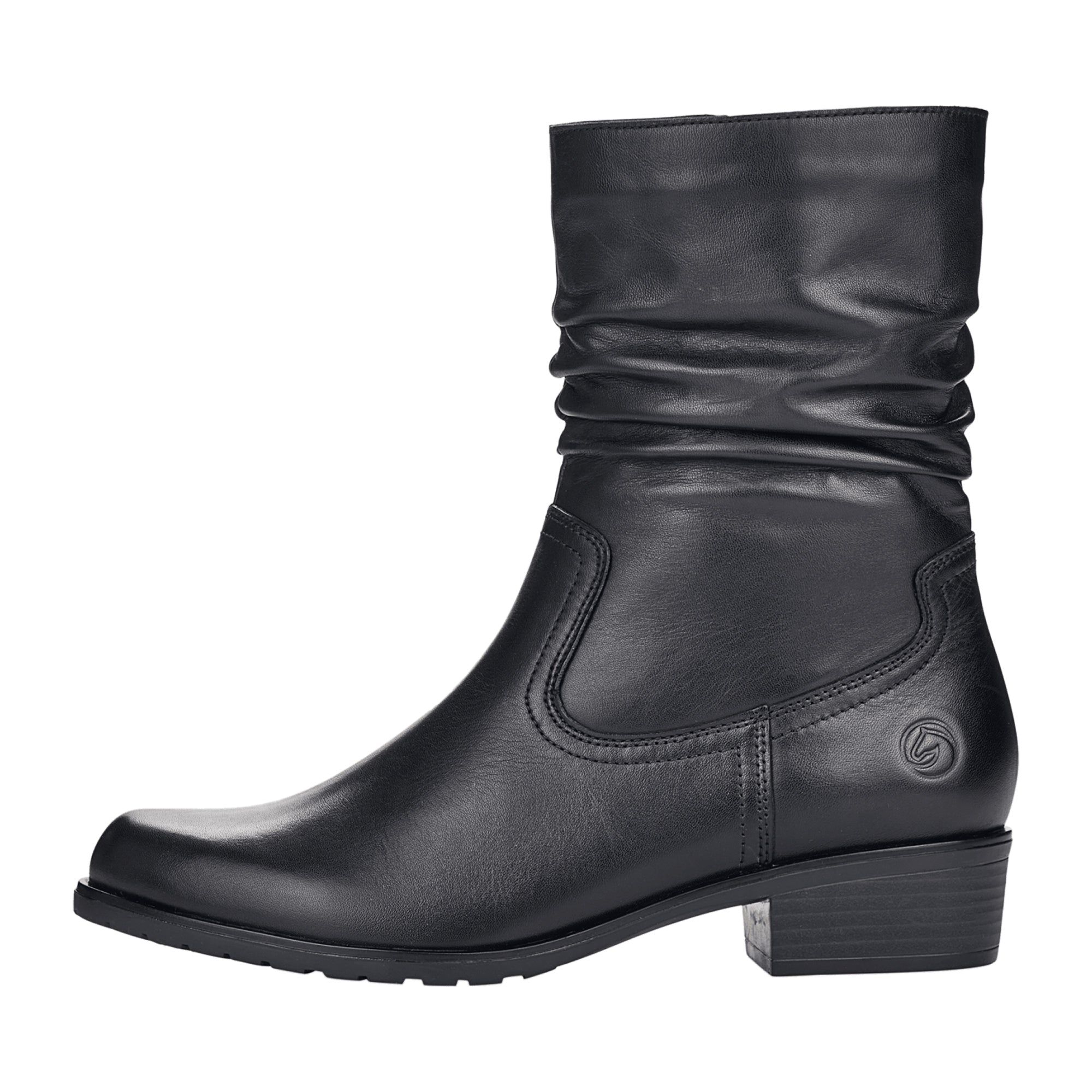 Remonte Dorndorf Ladies Black Leather Boots with Velvet Lining and Zip Closure