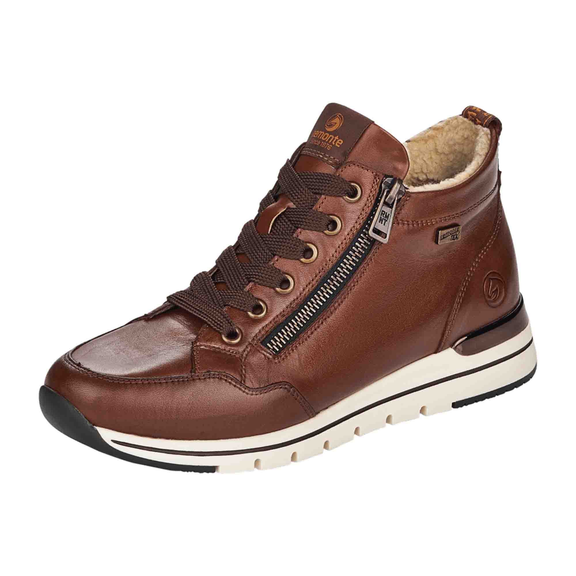 Remonte Women's Brown High-Top Sneakers with SoftFoam and Warm Lining