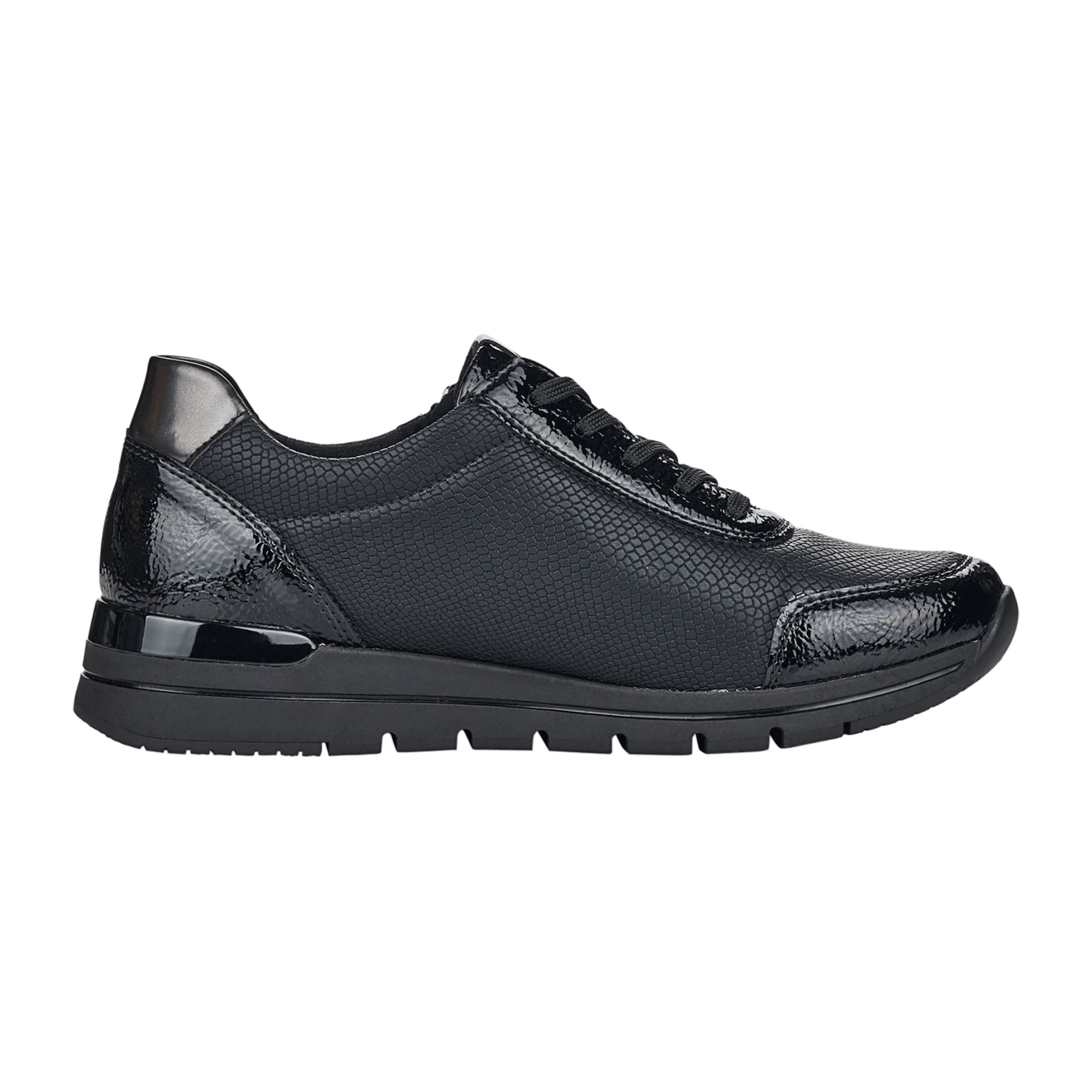 Remonte Comfort Lace-Up Shoes for Women Black Leather Upper Rubber Sole