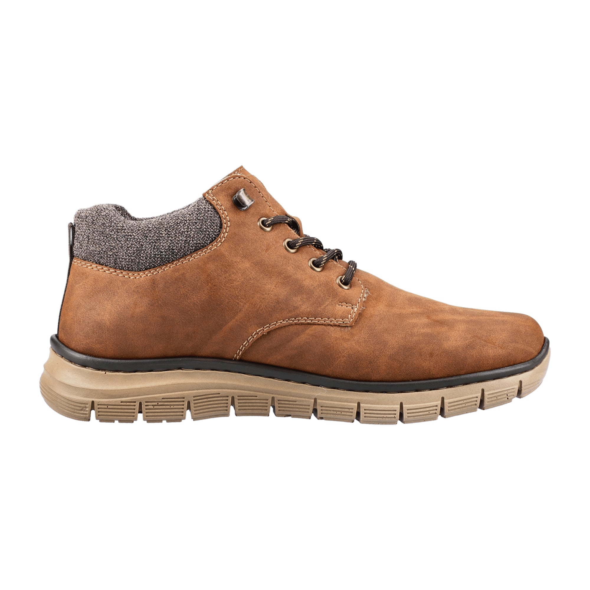 Rieker Men's Brown Lace-Up Ankle Boots with Warm Lining for Fall and Winter