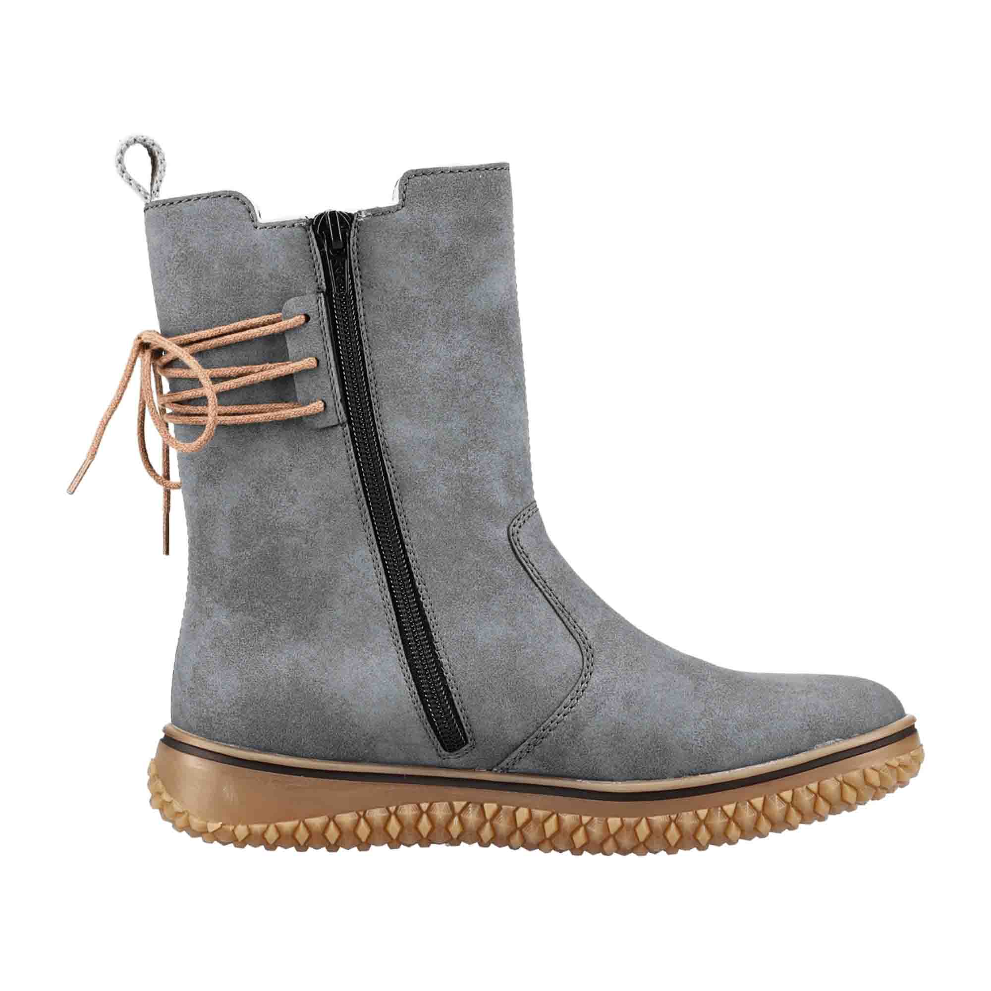 Rieker Women's Blue Chelsea Boots with Zipper and Faux Fur Lining