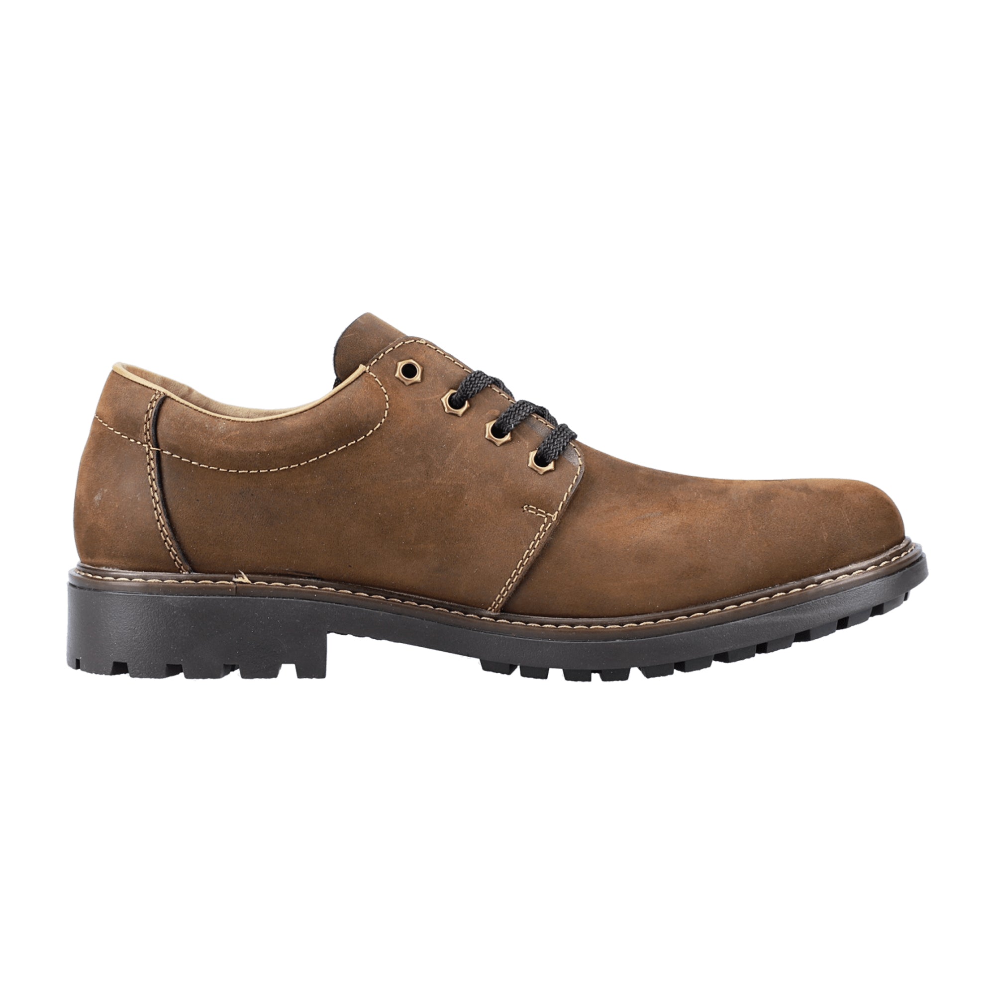 Rieker Men's Brown Lace-Up Shoes Comfortable Leather Water-Resistant Casual Shoes