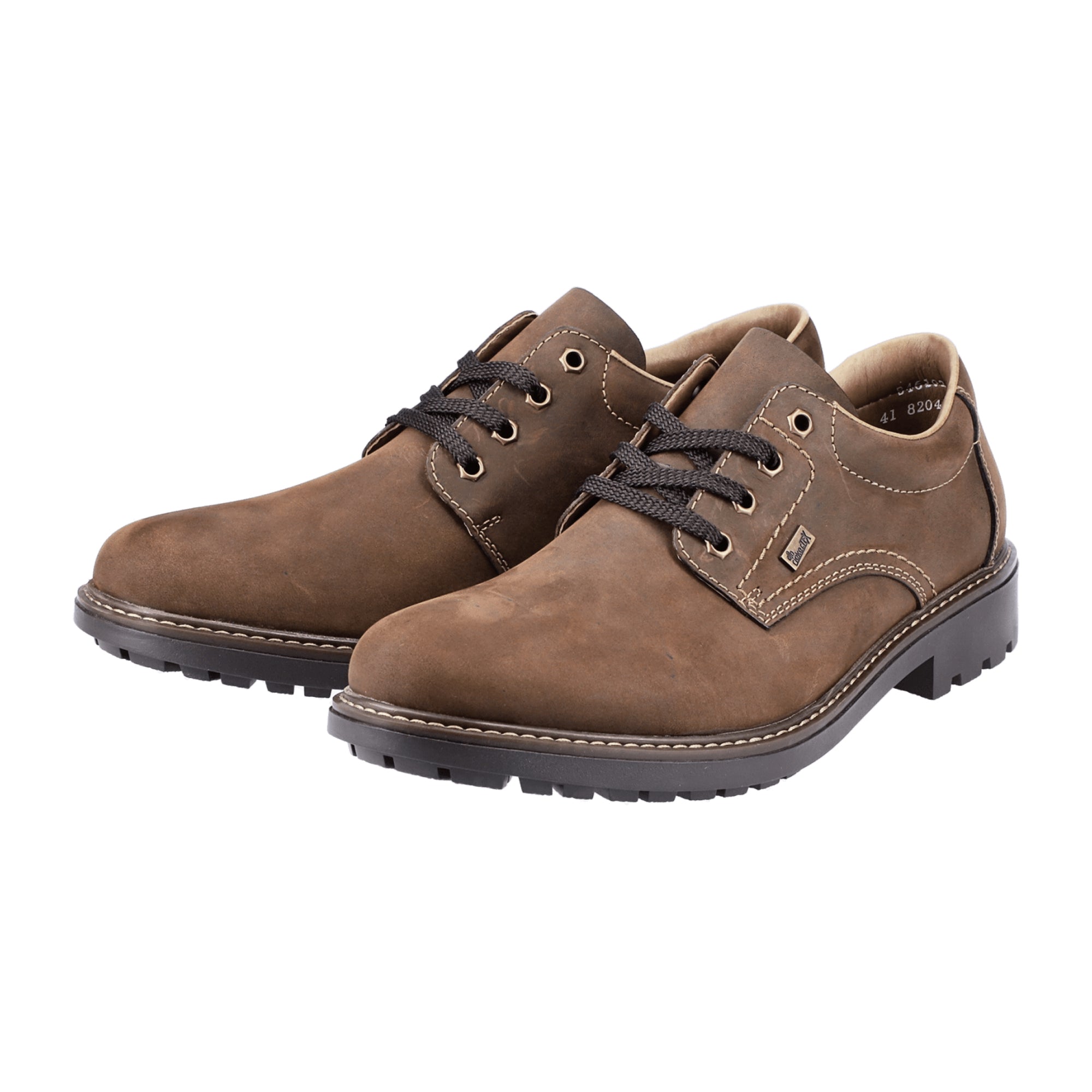 Rieker Men's Brown Lace-Up Shoes Comfortable Leather Water-Resistant Casual Shoes