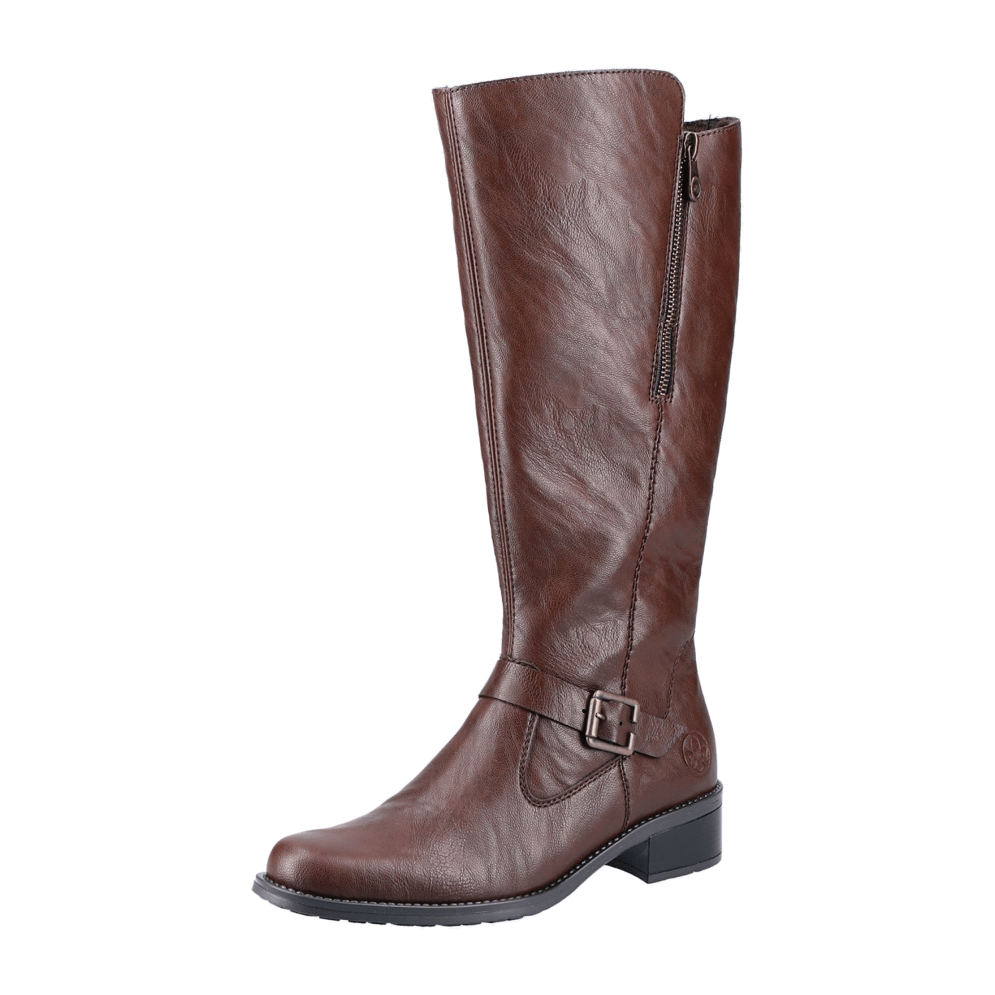 Rieker Z7360-25 Women's Brown High Shaft Boots with Side Zipper and Grip Sole