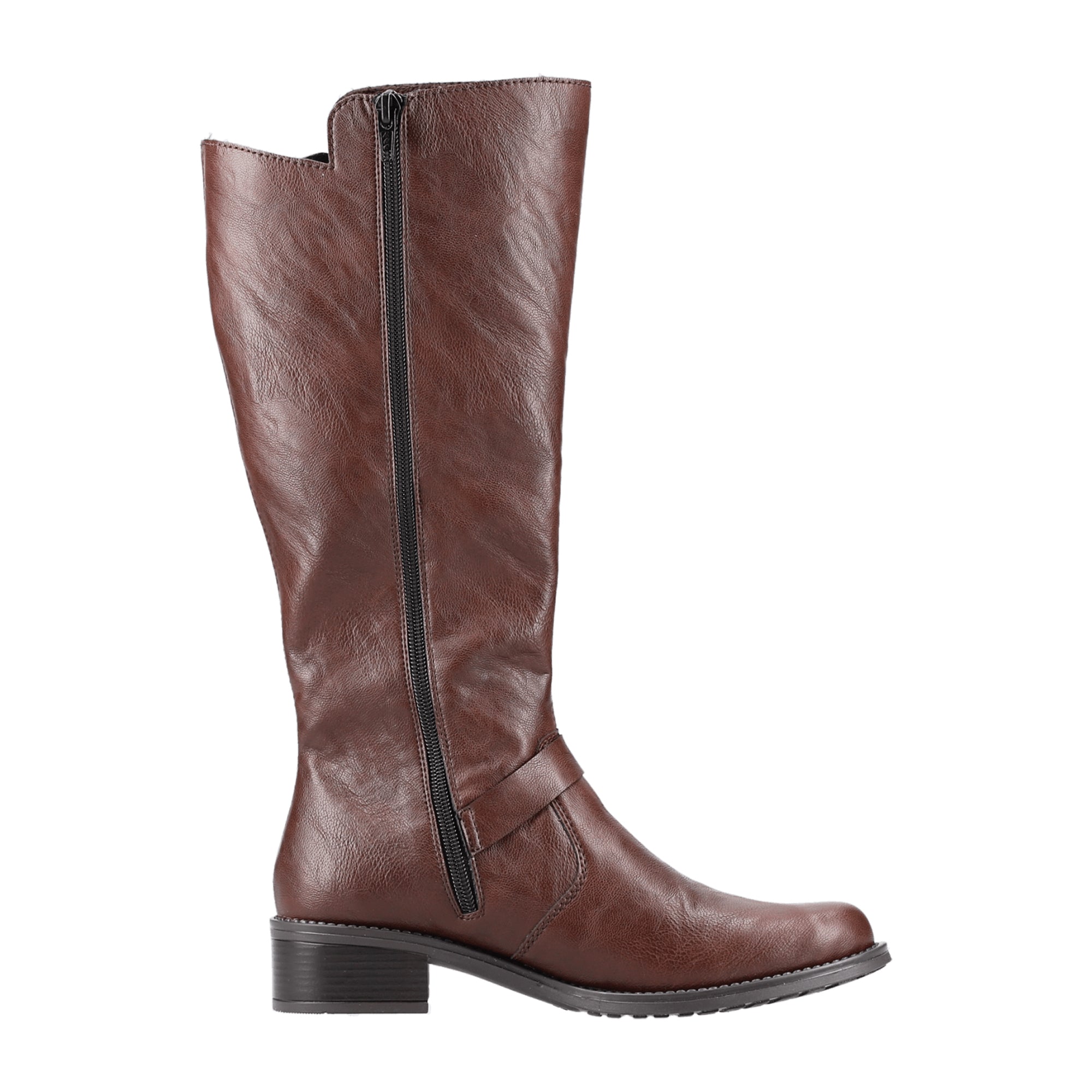 Rieker Z7360-25 Women's Brown High Shaft Boots with Side Zipper and Grip Sole