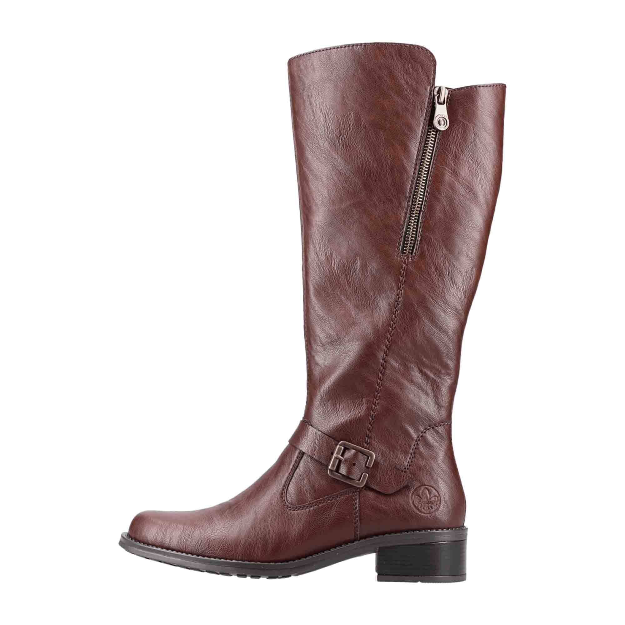 Rieker Z7360-25 Women's Brown High Shaft Boots with Side Zipper and Grip Sole