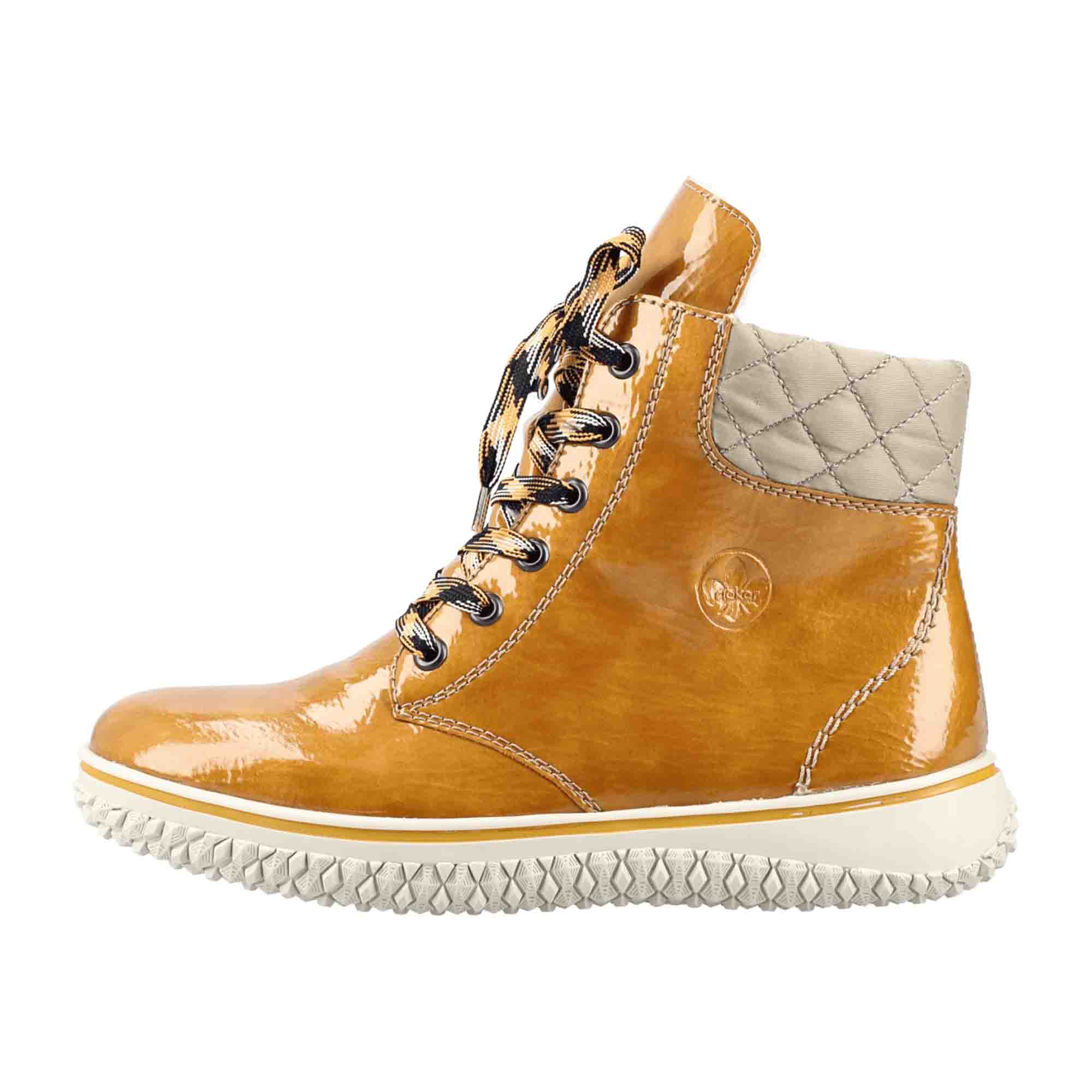 Rieker Women's Yellow Lace-Up Ankle Boots with Warm Lining Synthetic Leather