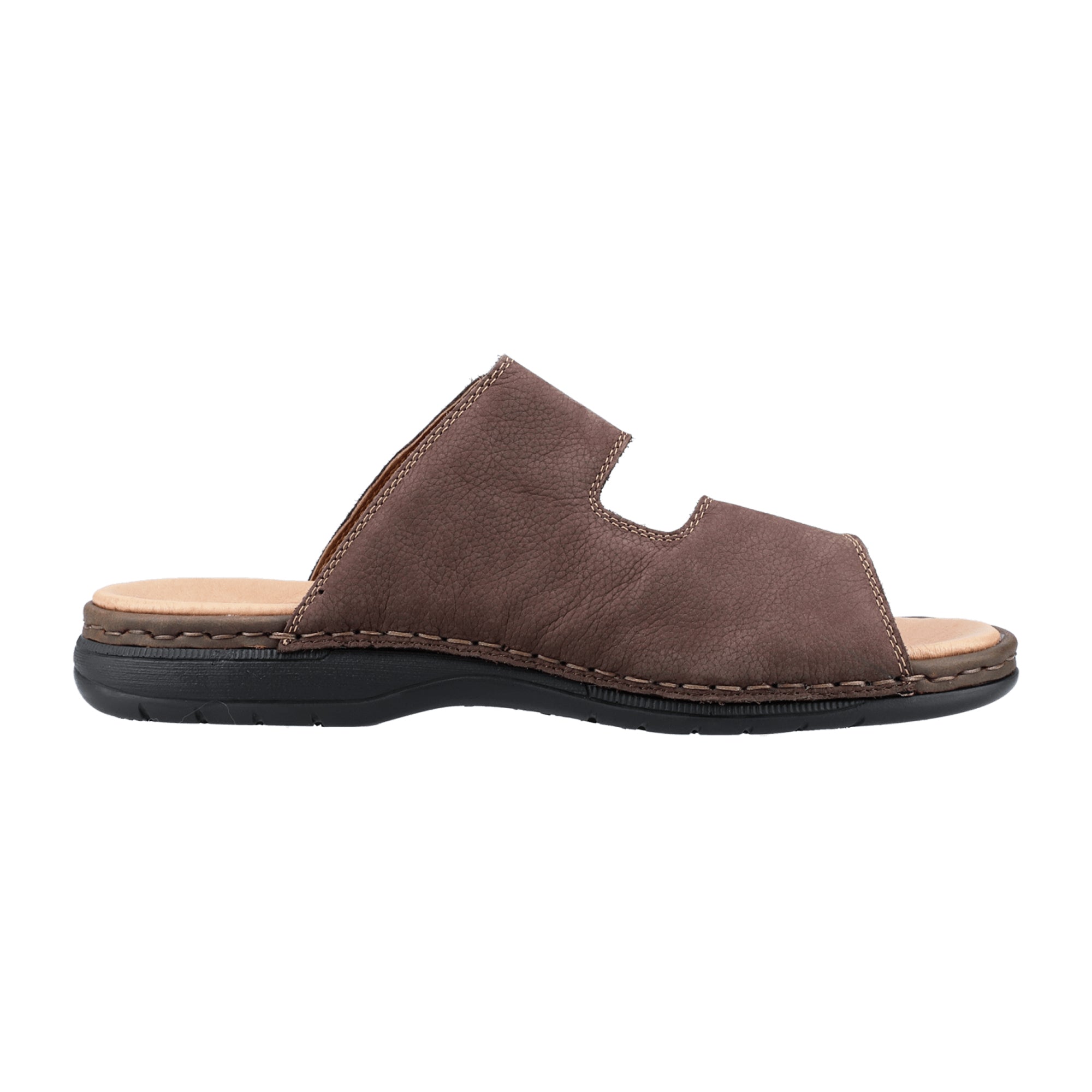 Rieker Men's Brown Sandals Comfortable Leather with Velcro Fastening and Cushioned Sole