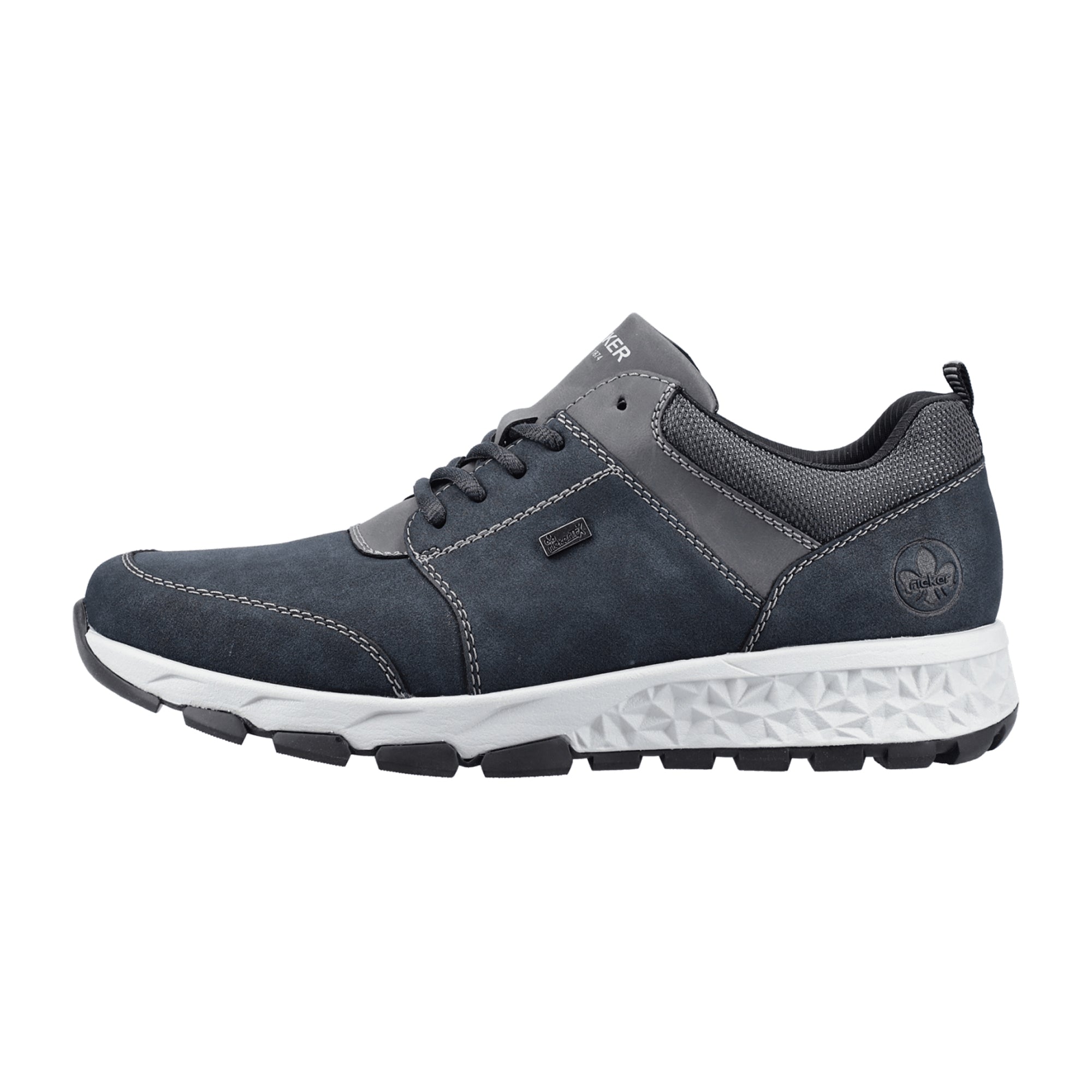 Rieker B6731-14 Men's Blue Ankle-High Sneakers with Laces and Flat Heel