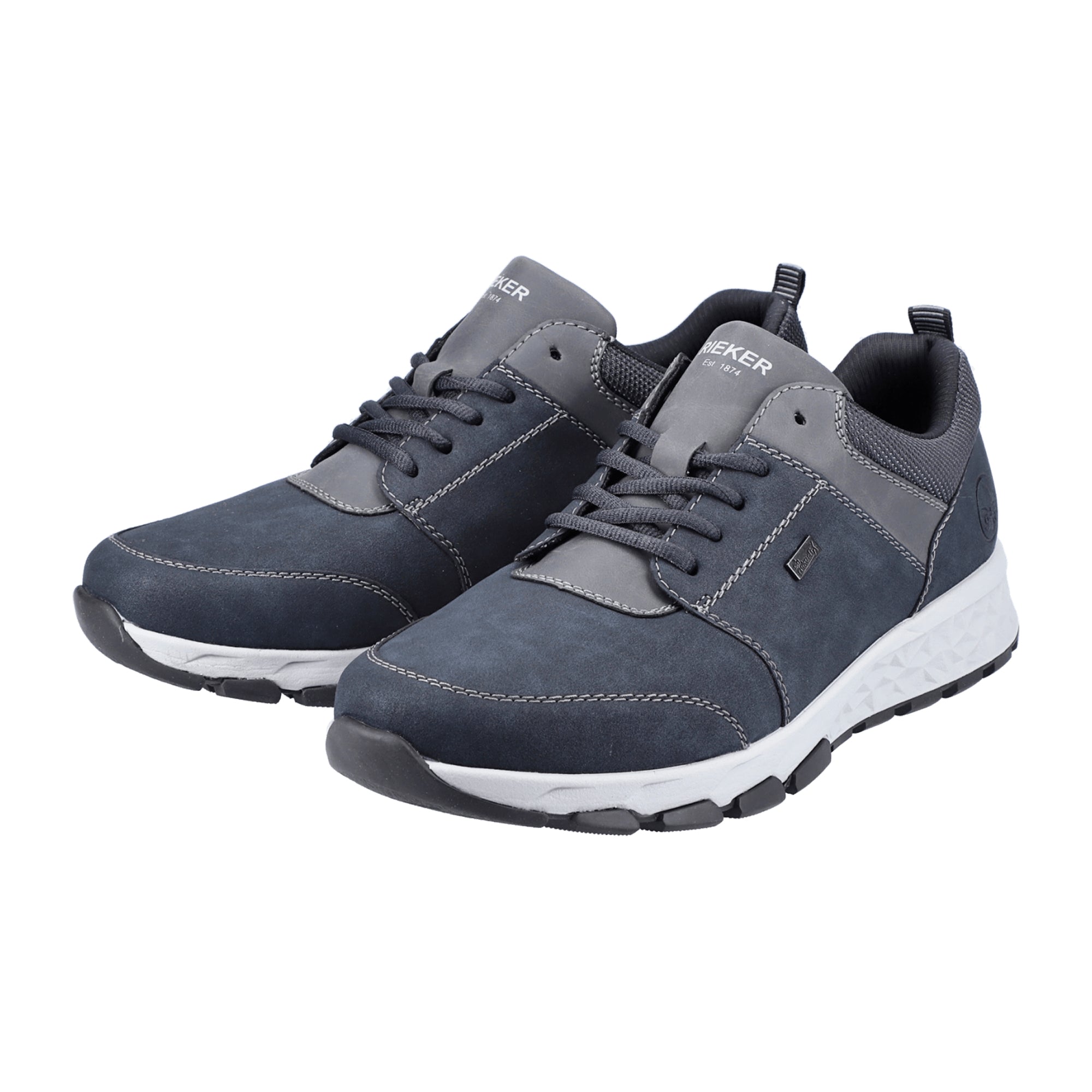 Rieker B6731-14 Men's Blue Ankle-High Sneakers with Laces and Flat Heel