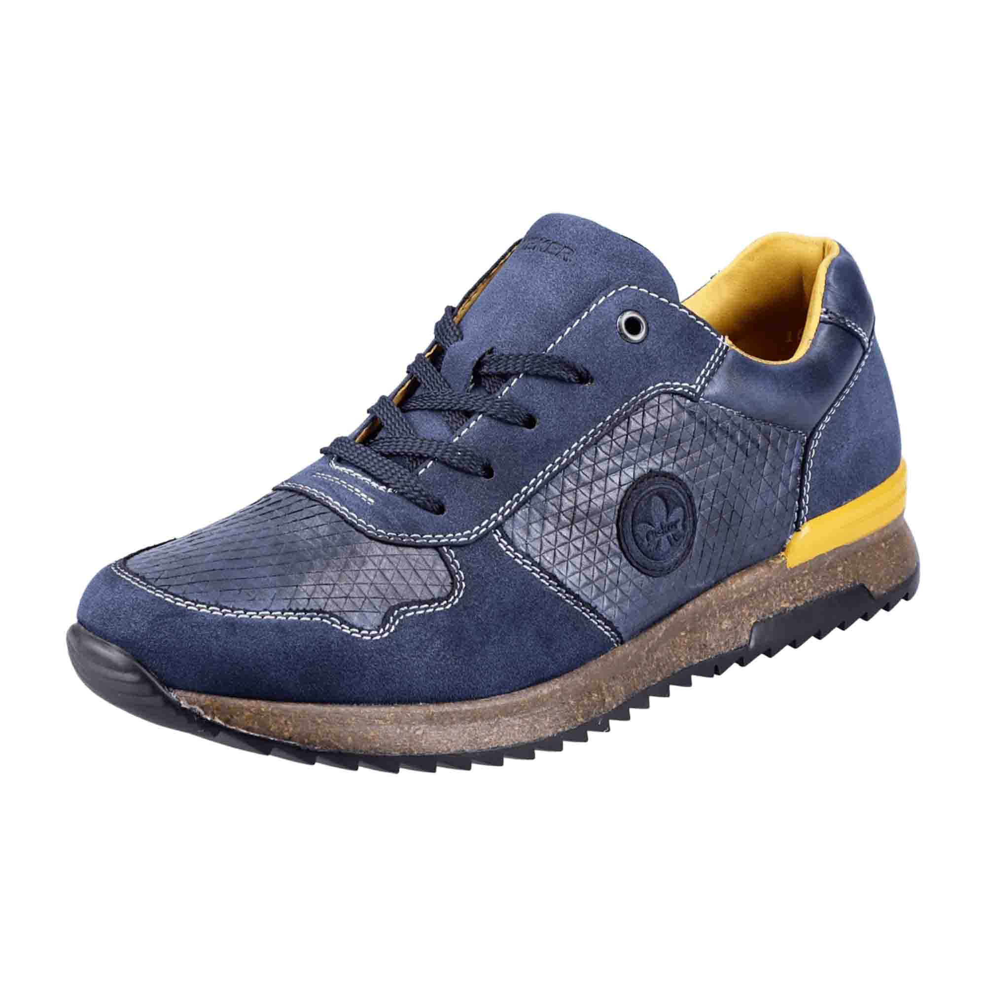 Rieker 1612915 Blue Suede Shoes with Removable Insole and Lace-Up Closure