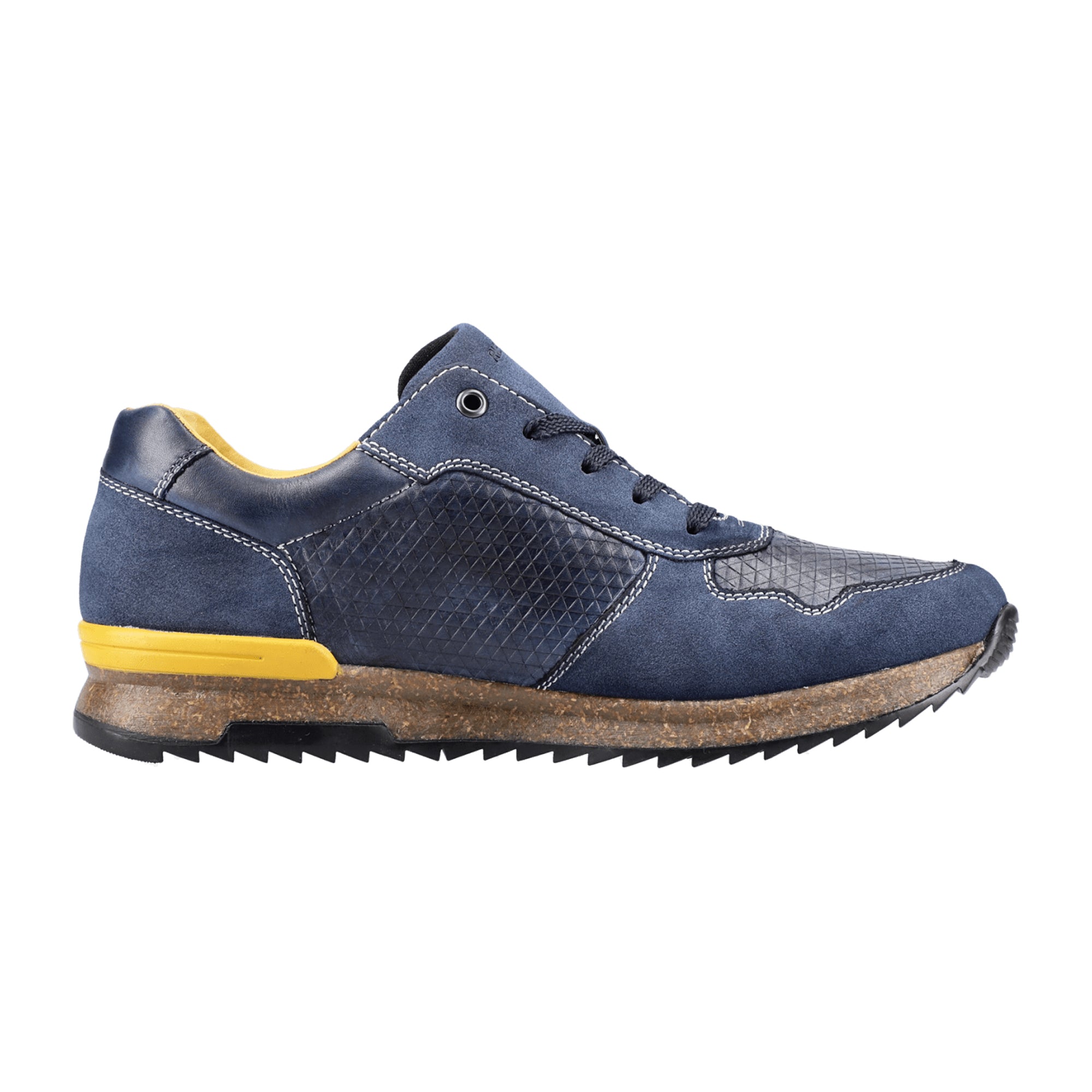 Rieker 1612915 Blue Suede Shoes with Removable Insole and Lace-Up Closure