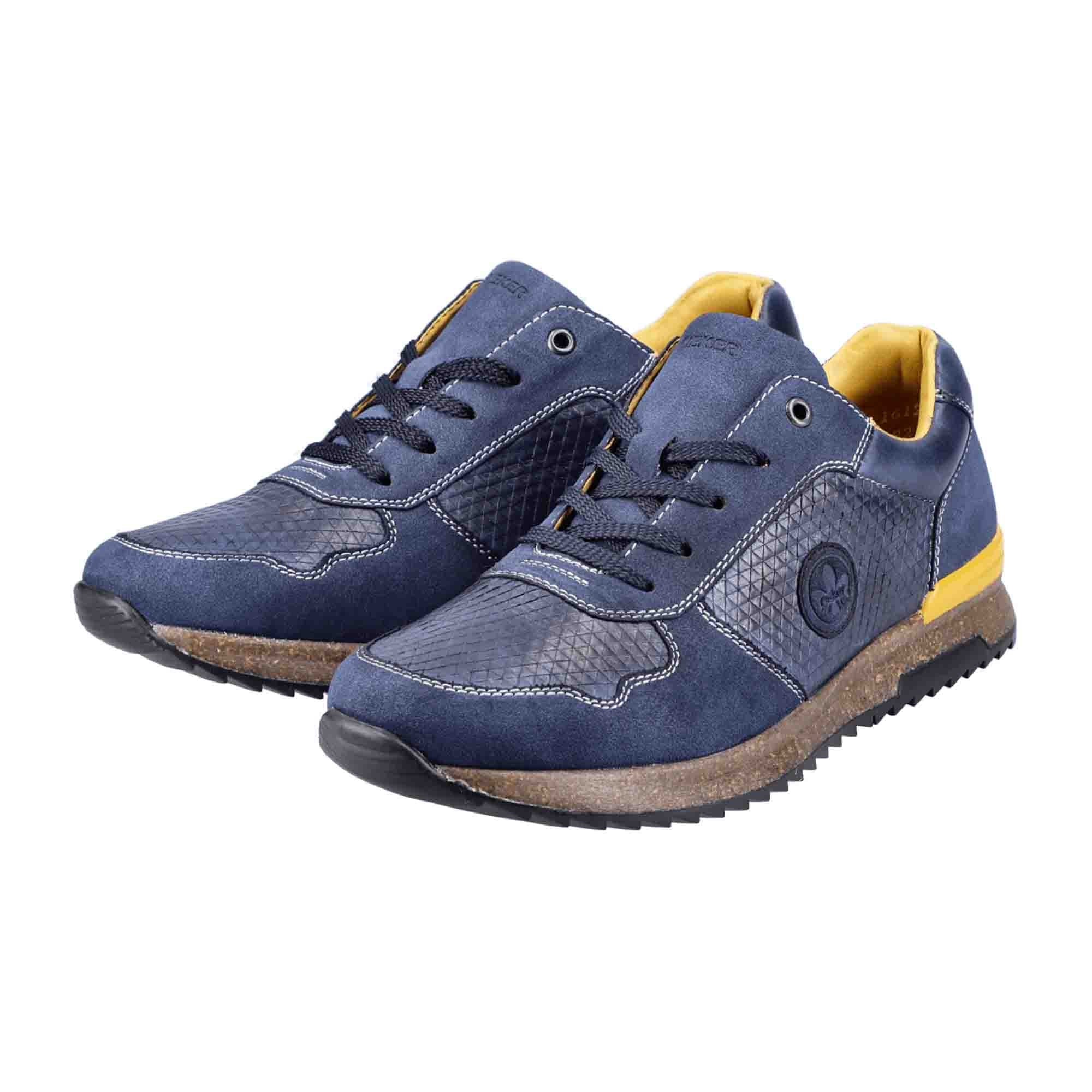 Rieker 1612915 Blue Suede Shoes with Removable Insole and Lace-Up Closure