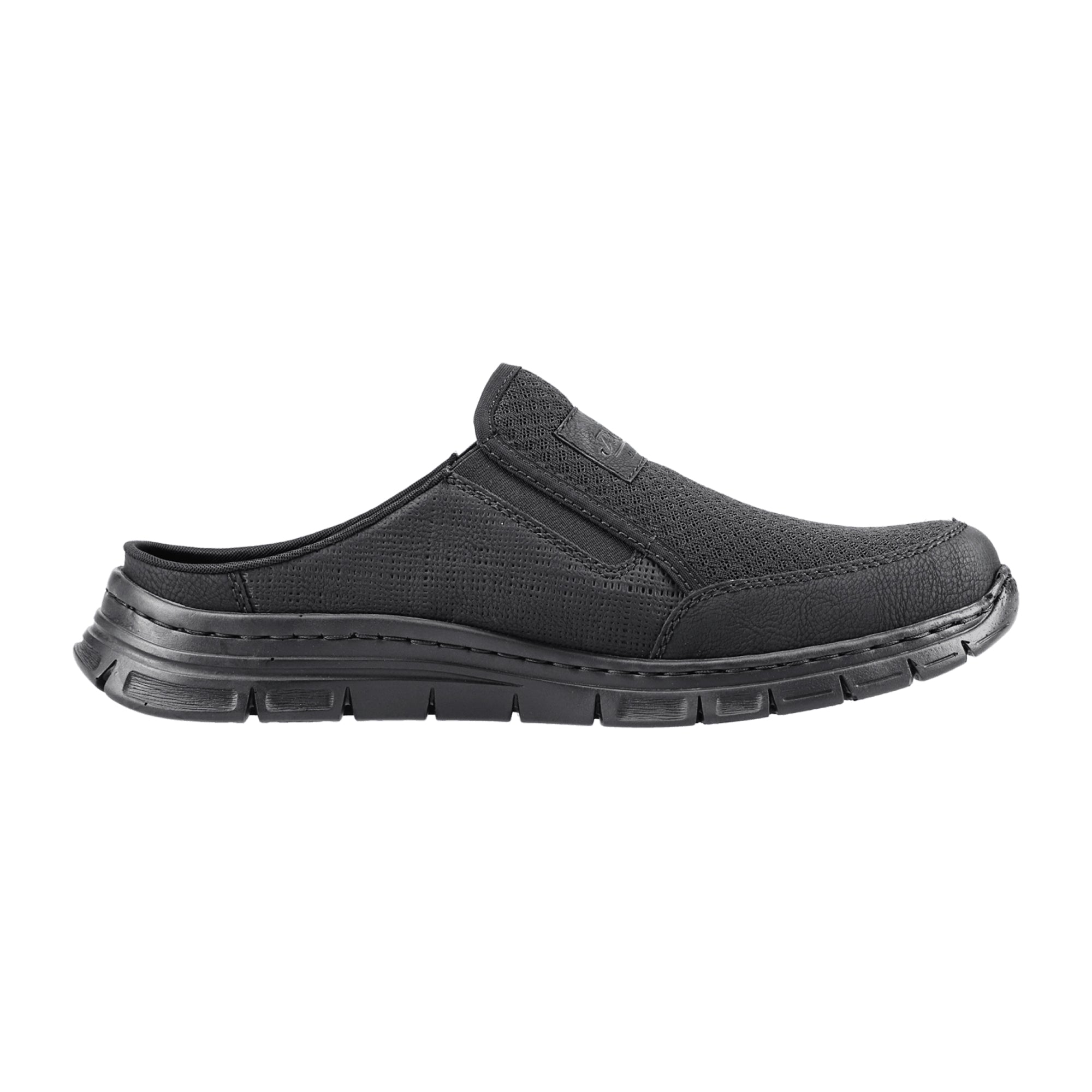 Rieker Men's Derby Clogs in Black with Shock Absorbing Sole for Comfort