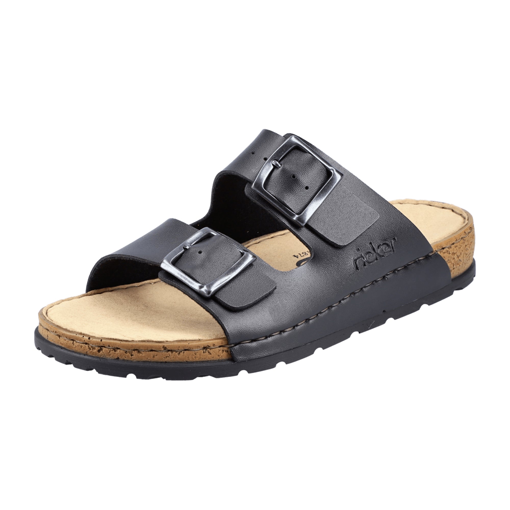 Rieker Men's Black Slip-On Sandals Comfortable and Stylish Fast Shipping Available