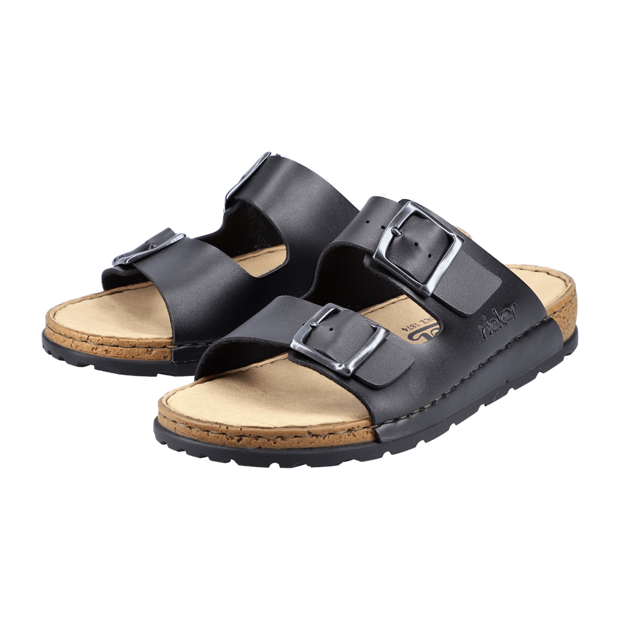 Rieker Men's Black Slip-On Sandals Comfortable and Stylish Fast Shipping Available