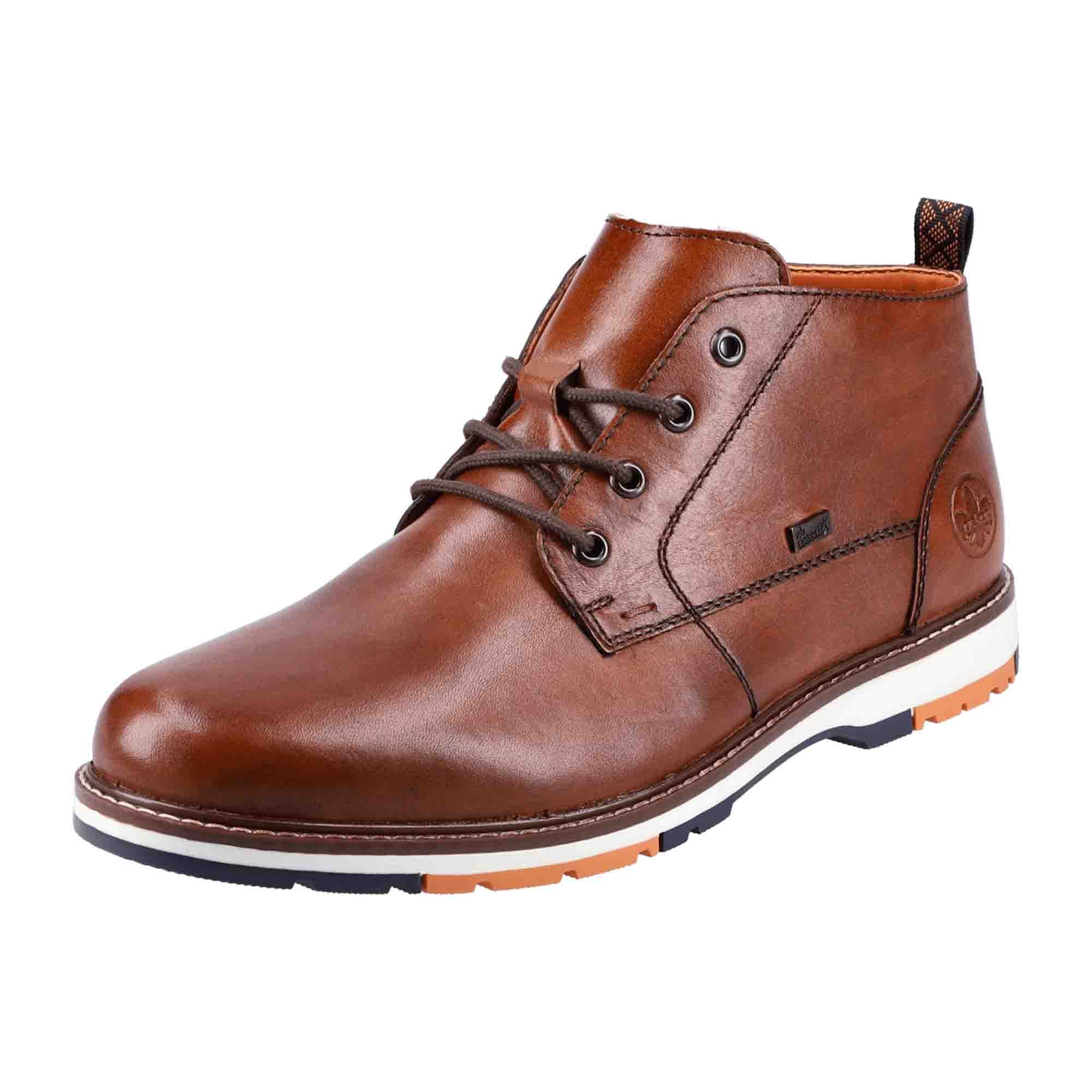 Rieker Men's Brown Lace-Up Ankle Boots with Lambswool Lining and RiekerTex Technology