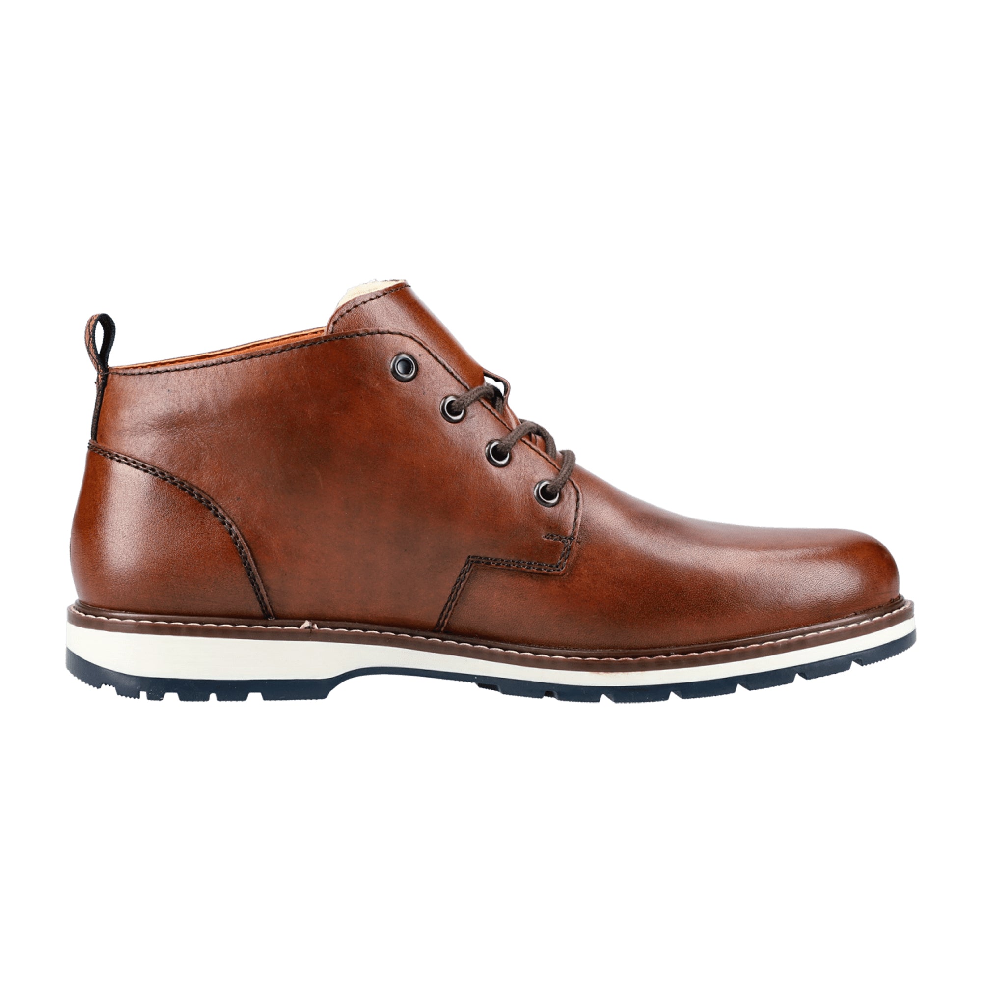 Rieker Men's Brown Lace-Up Ankle Boots with Lambswool Lining and RiekerTex Technology
