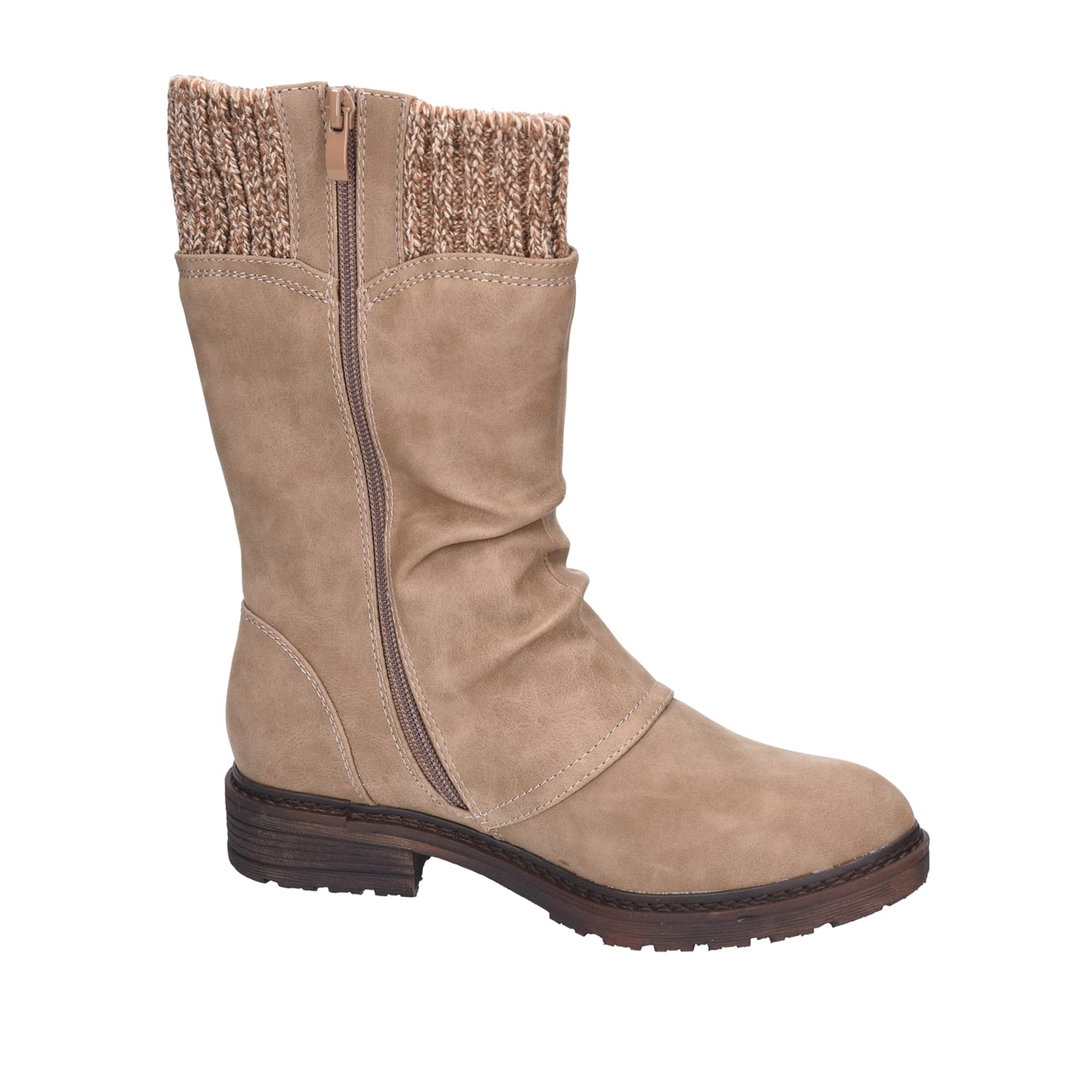 Rieker Women's Beige Ankle Boots with Zipper and Warm Lining