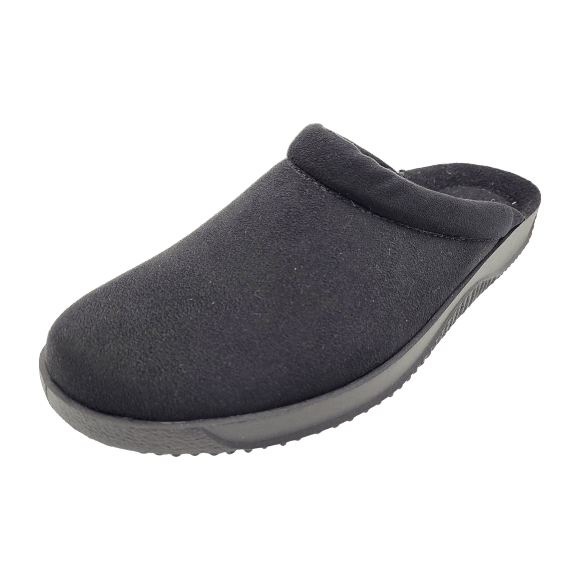 Rohde Men's Black House Shoes Warm Textile Slip-On Winter Slippers