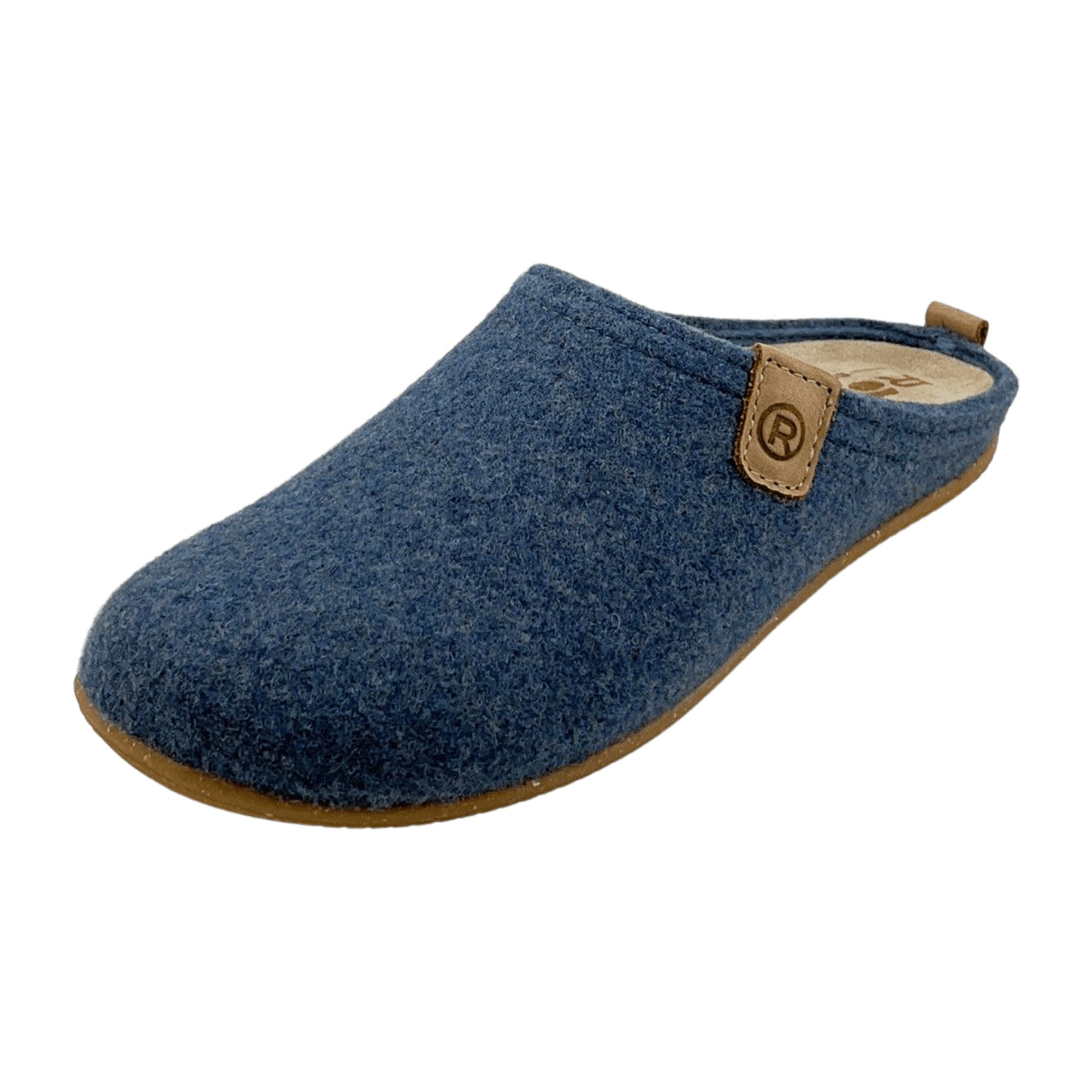 Rohde Mokasso Blue Felt Slip-On Shoes for Women