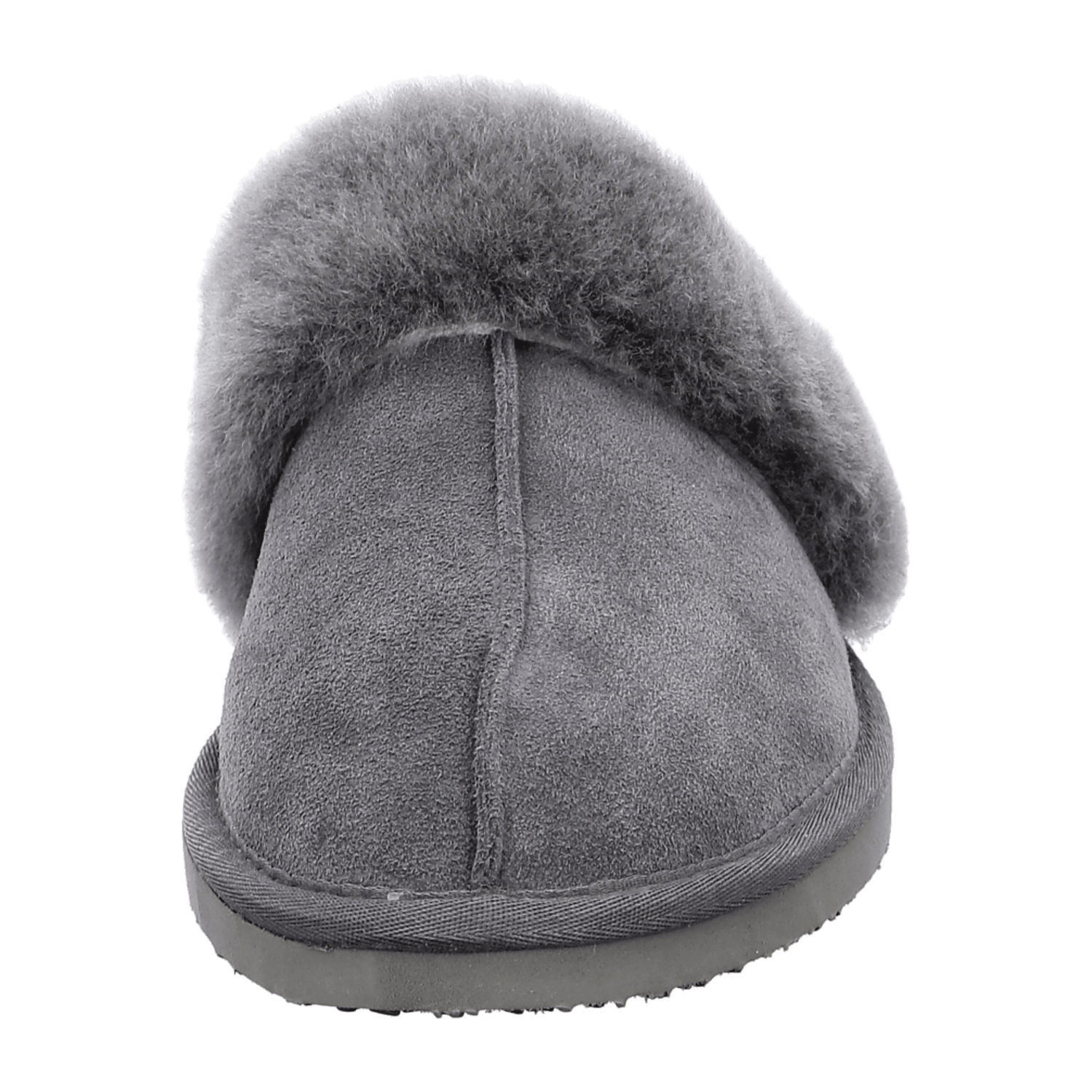ARA Women's Lambswool Slippers in Grey with Fur Lining and Round Toe