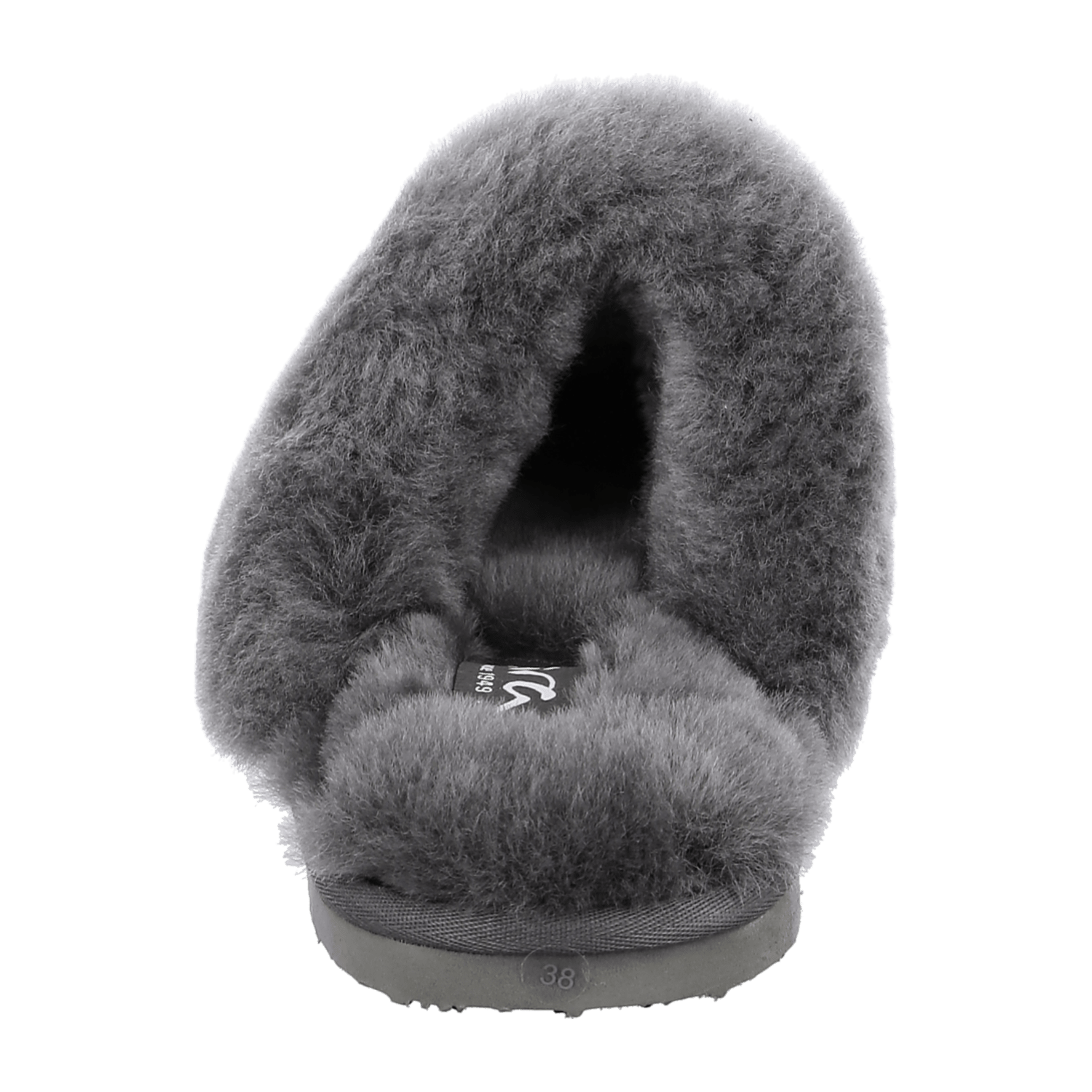 ARA Women's Lambswool Slippers in Grey with Fur Lining and Round Toe