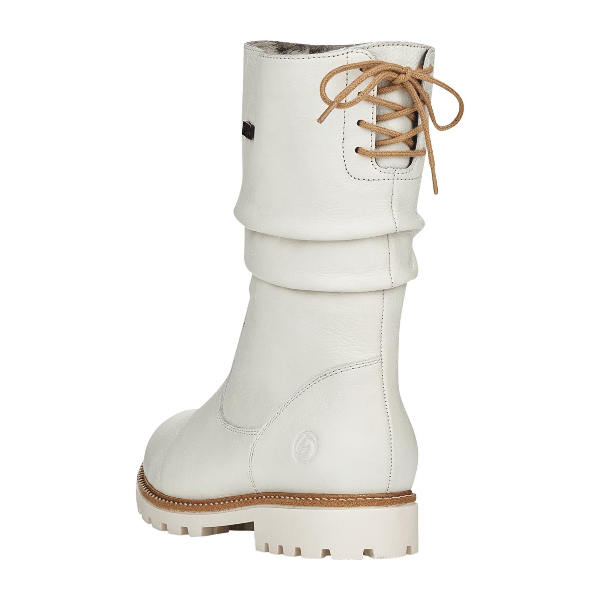 Remonte Women's White Leather Boots with Warm Lining and Non-Slip Sole