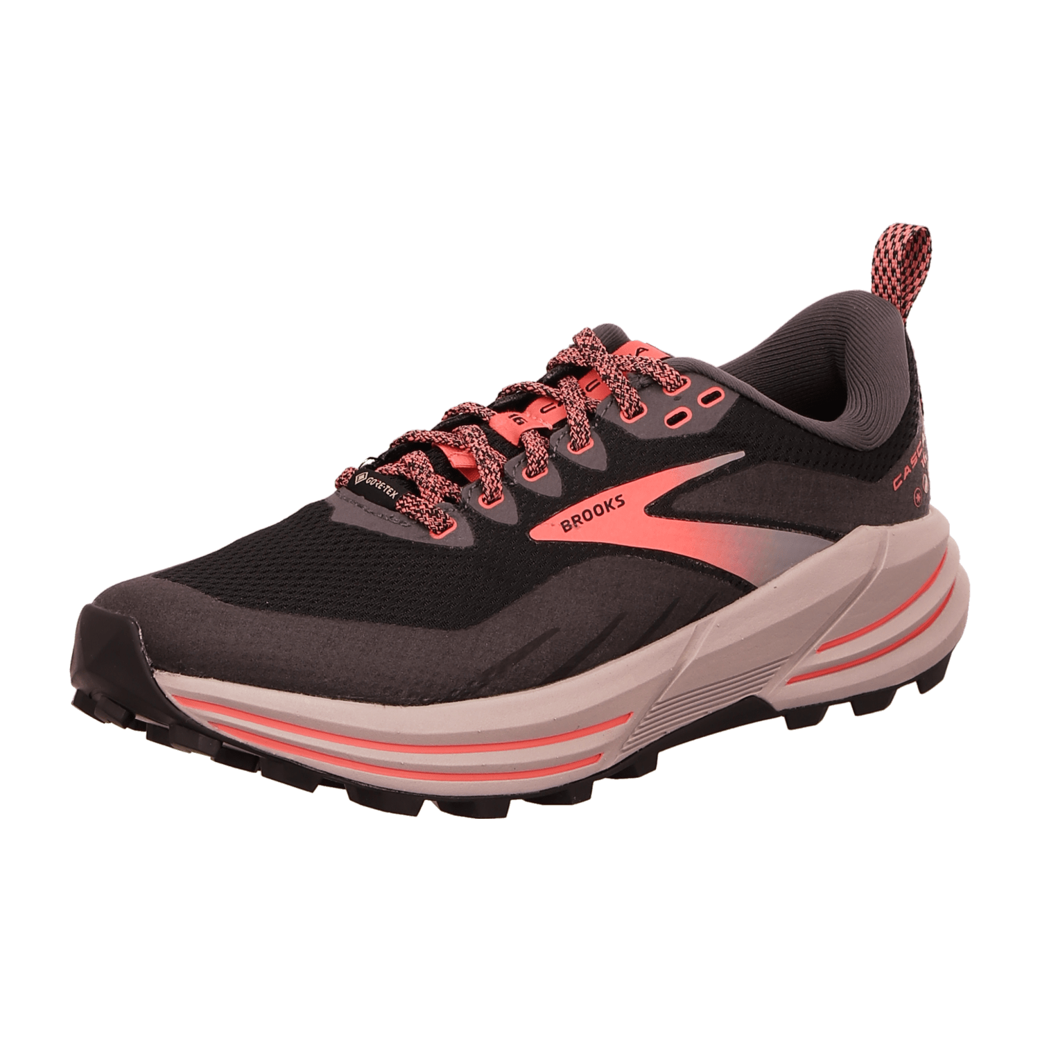 Brooks Cascadia 16 GTX Women Trail Running Shoes Black Leather Textile