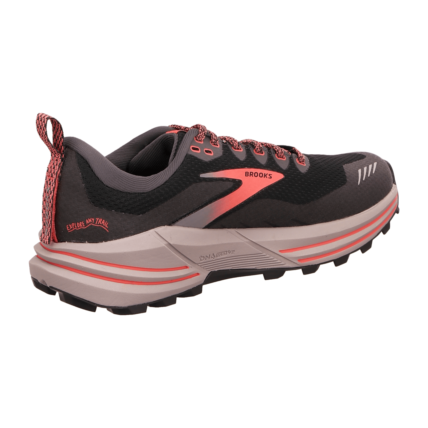 Brooks Cascadia 16 GTX Women's Waterproof Trail Running Shoes with Gore-Tex, Blackened Pearl Coral