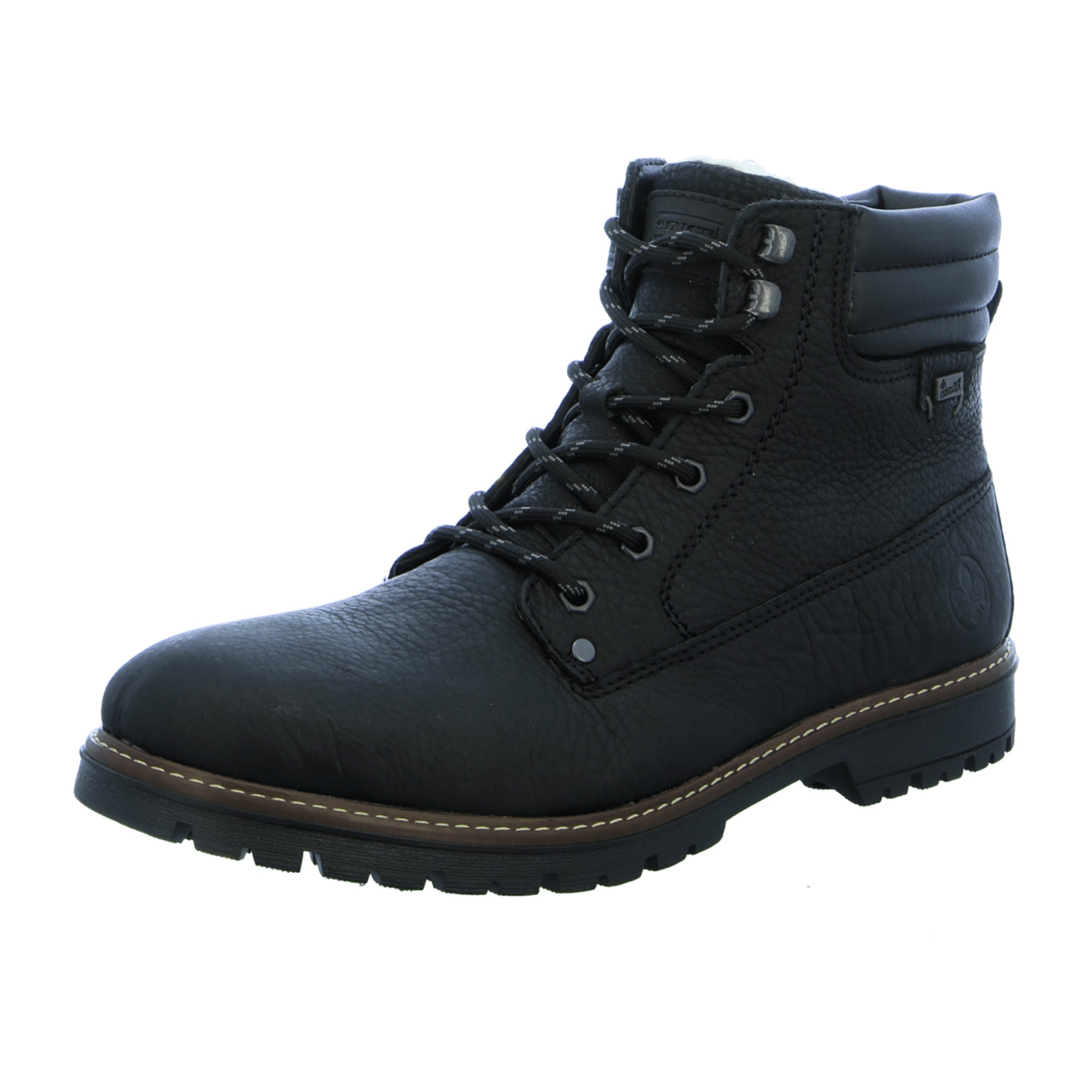 Rieker Men's Black Ankle Boots with Zipper and Lining for Comfort and Warmth