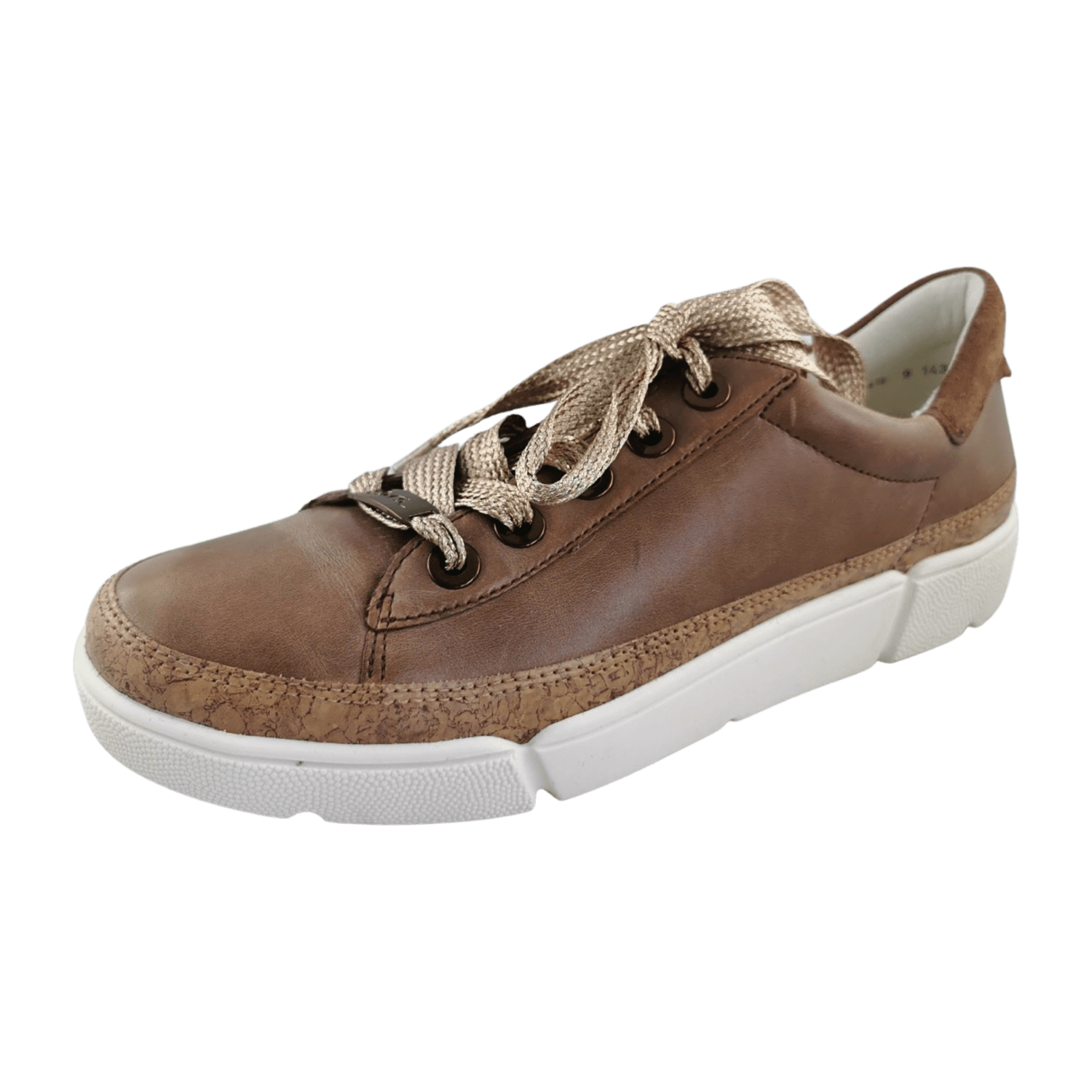 ARA ROM Women's Brown Smooth Leather Lace-Up Shoes - Low Top Style with Textile Lining